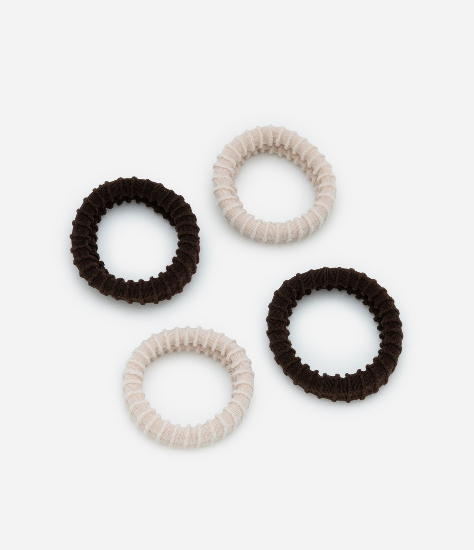 Kit 04 Elástico de Cabelo Larga Canelada Marrom/Bege 1