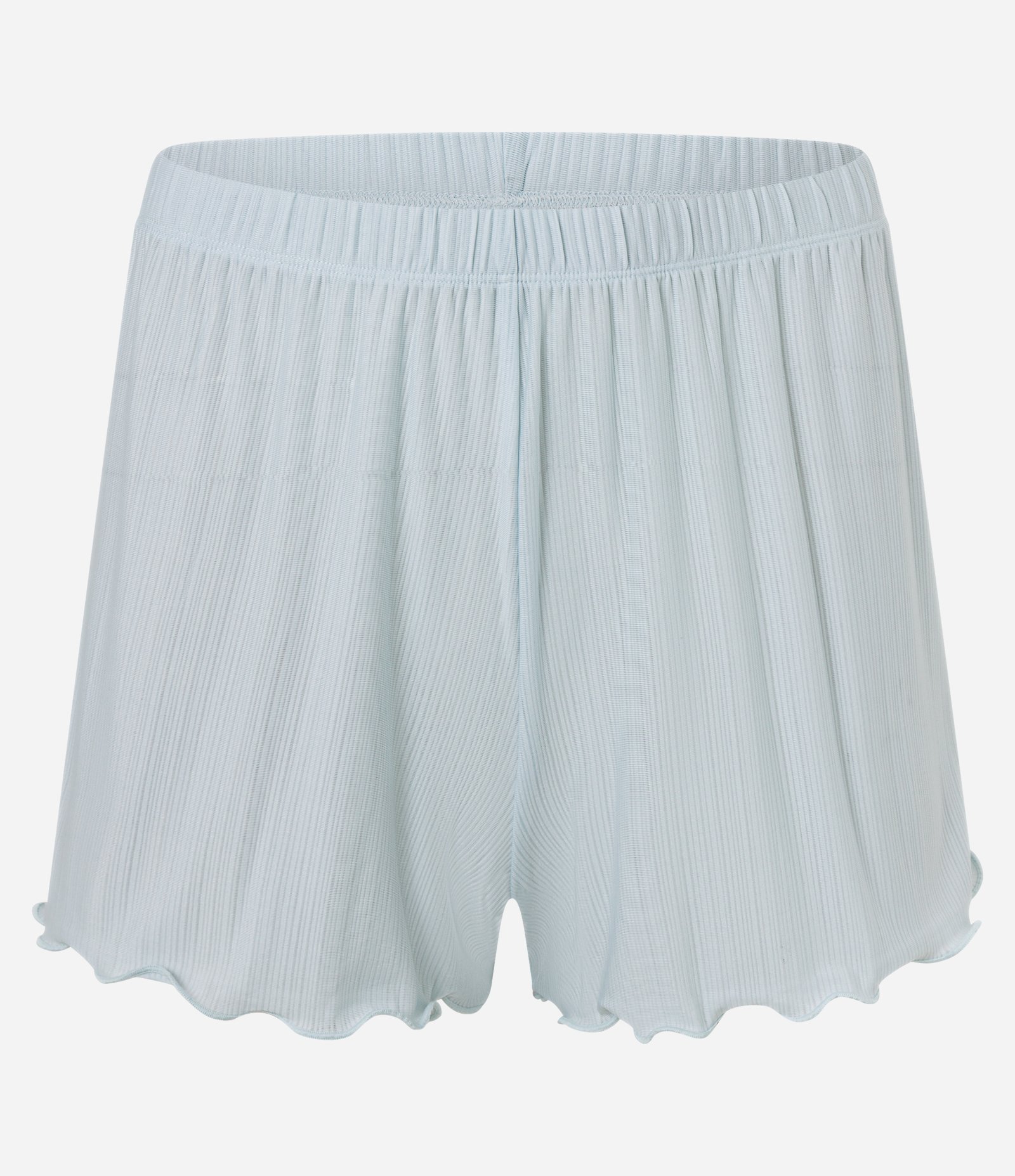 Pijama Short Doll Canelado com Renda e Amarração Azul 7