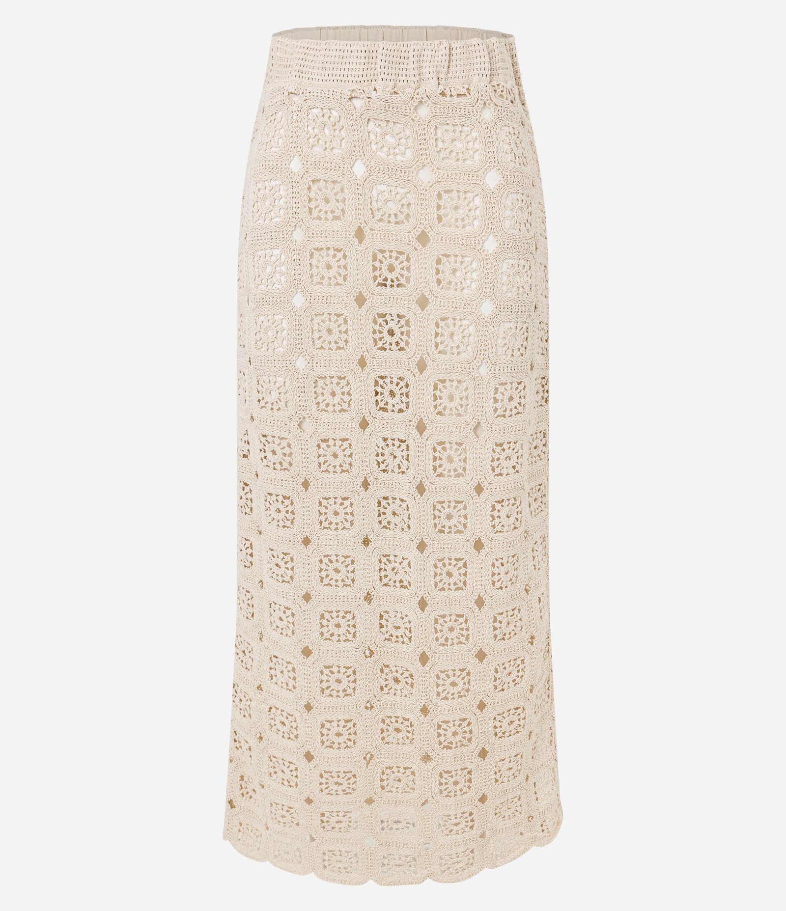 Saía de Praia Saia em Renda de Algodão Bege 5