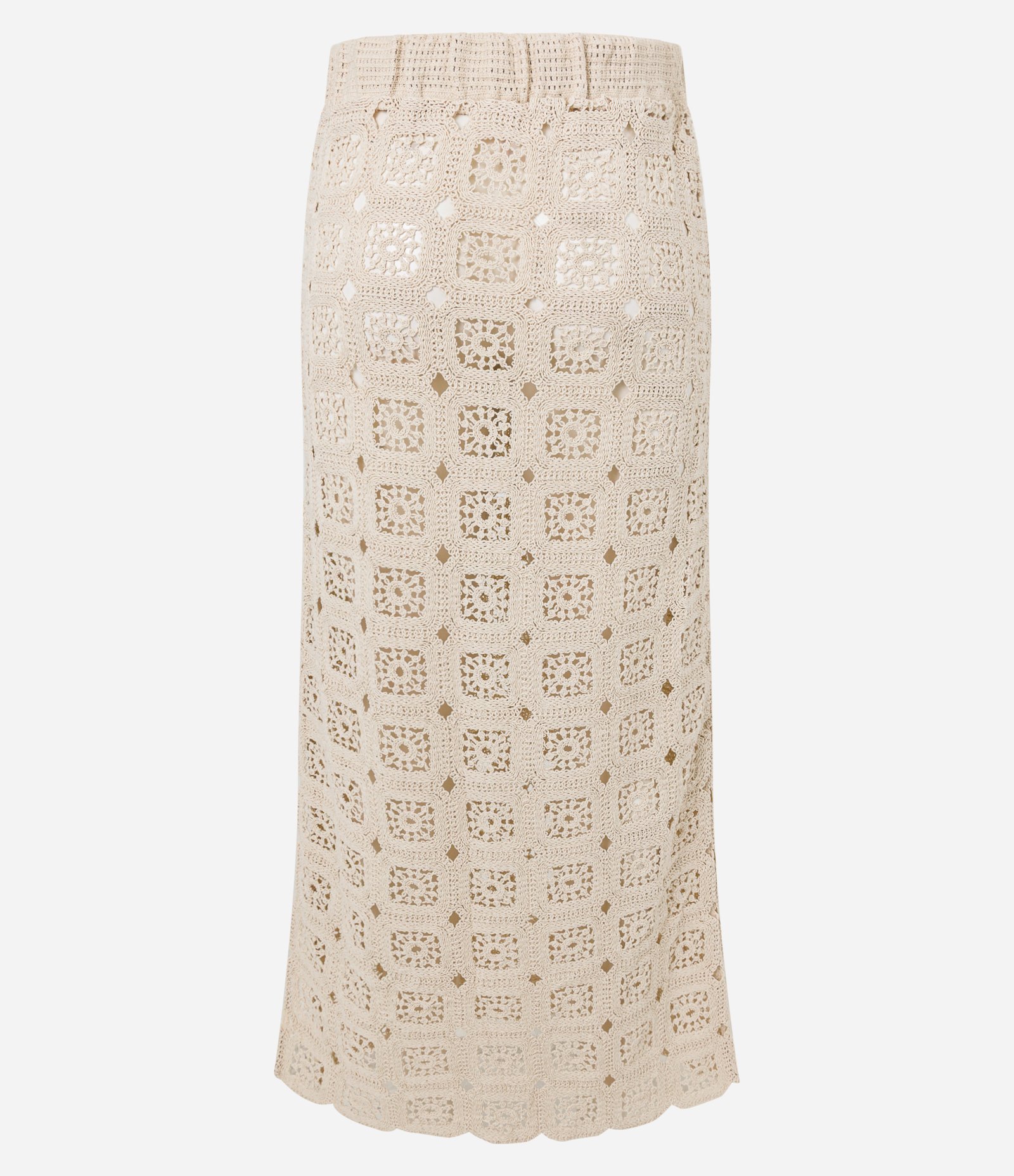 Saía de Praia Saia em Renda de Algodão Bege 7