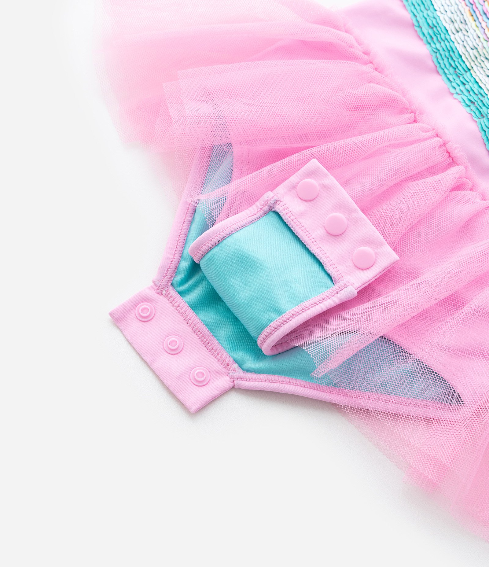 Maiô Infantil com Estampa de Arco-Íris e Saia Removível - Tam 1 a 4 anos Rosa/Azul 5