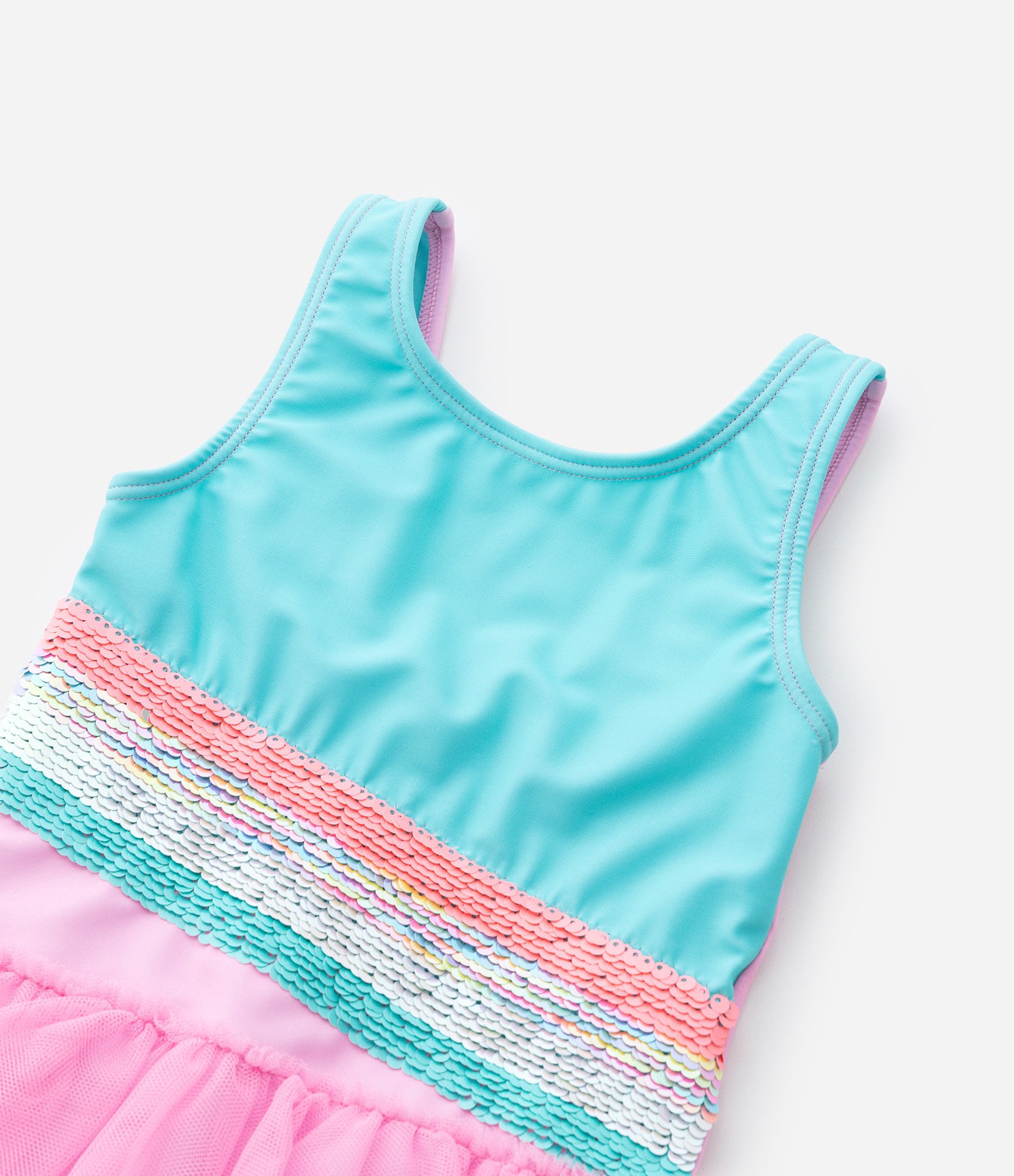 Maiô Infantil com Estampa de Arco-Íris e Saia Removível - Tam 1 a 4 anos Rosa/Azul 6