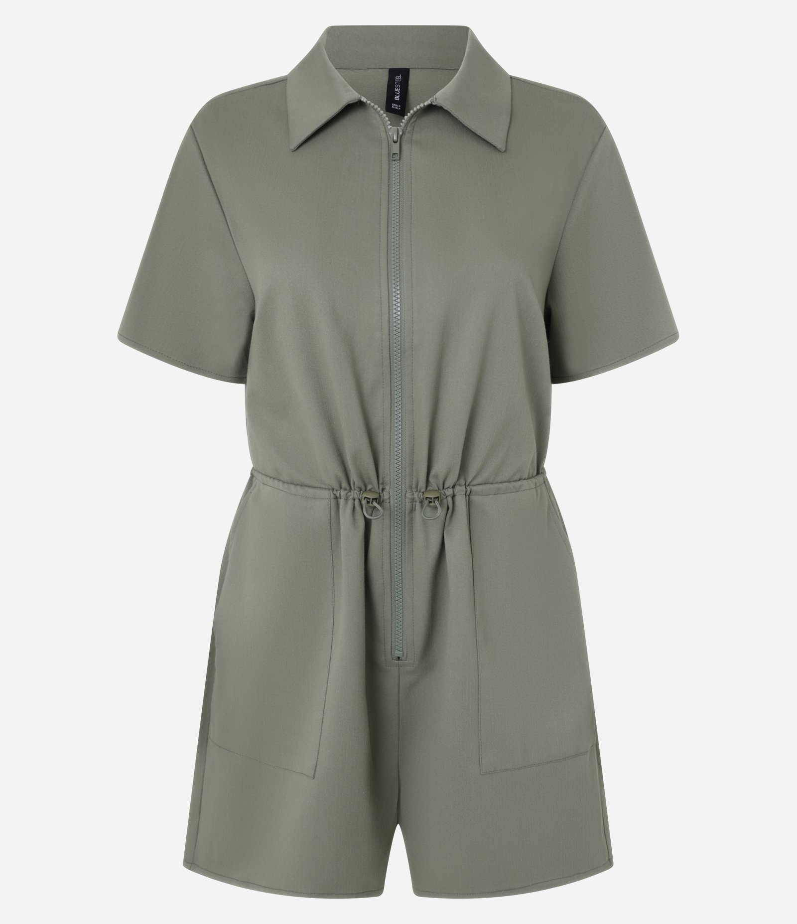 Macaquinho Viscose com Zíper Tratorado e Puxadores na Cintura Verde 5