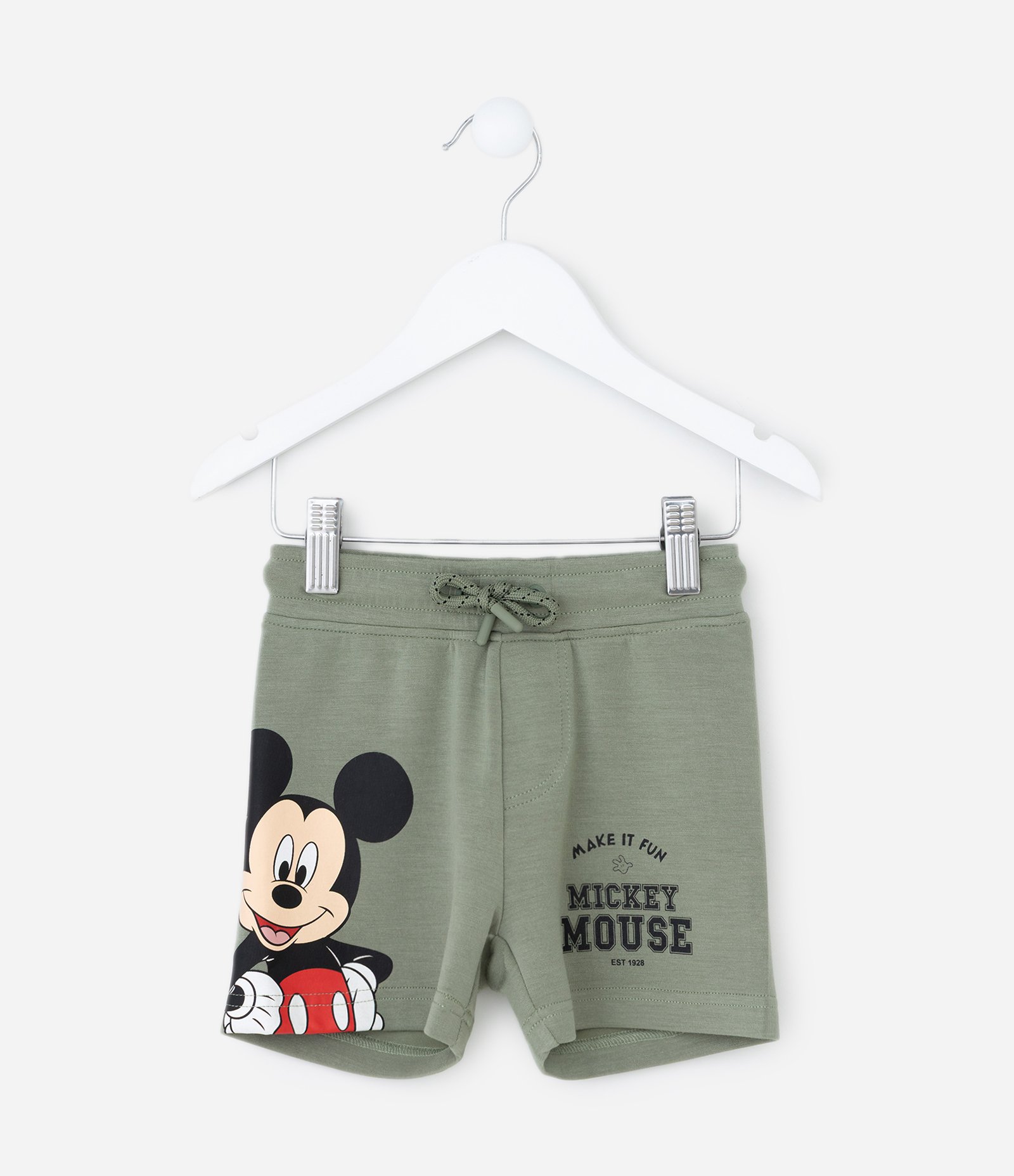 Bermuda Infantil em Modal com Estampa do Mickey - Tam 1 a 6 Anos Verde 1