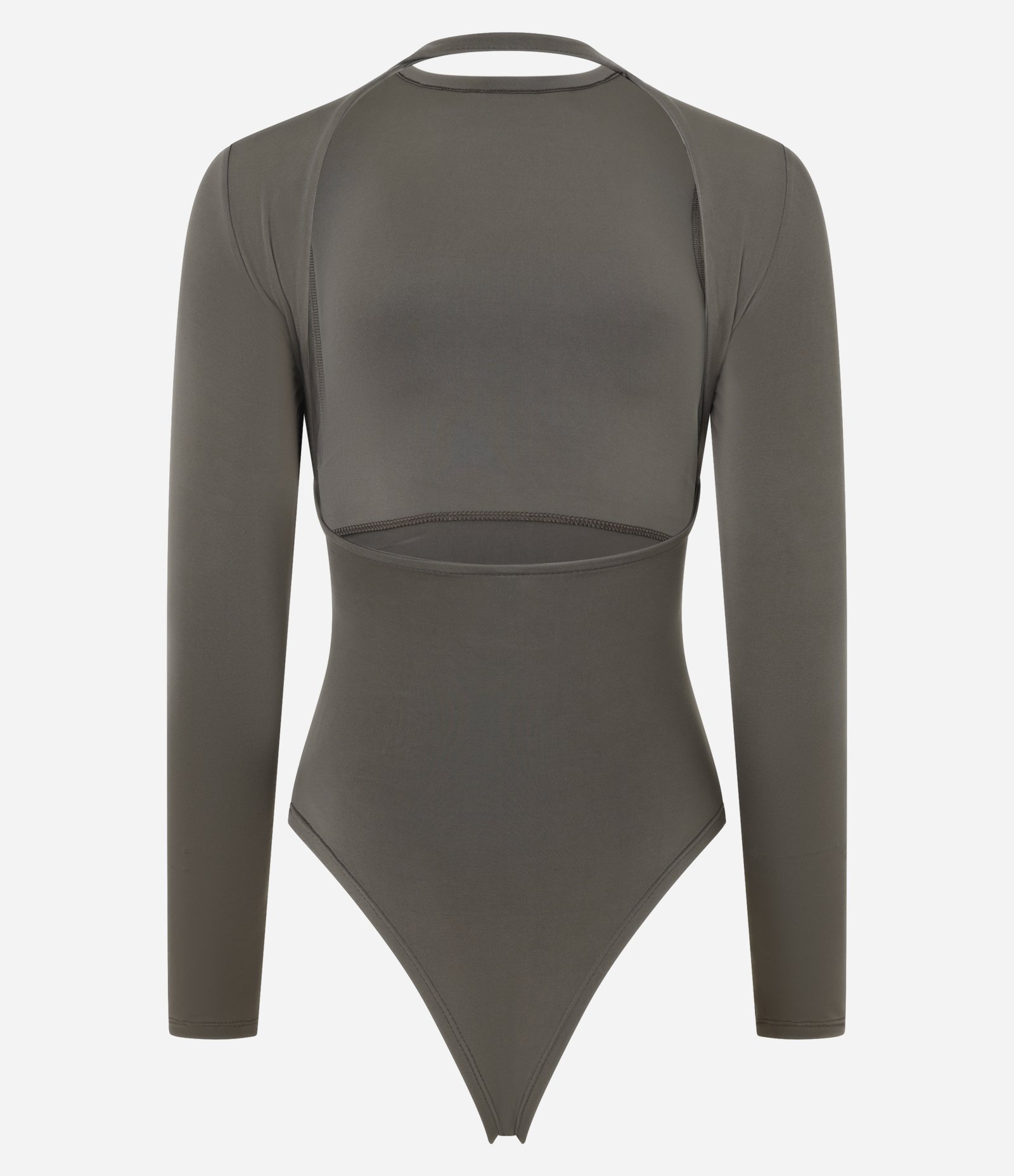 Body em Malha com Decote Costas e Detalhes Franzidos na Cintura Verde Acinzentado 4