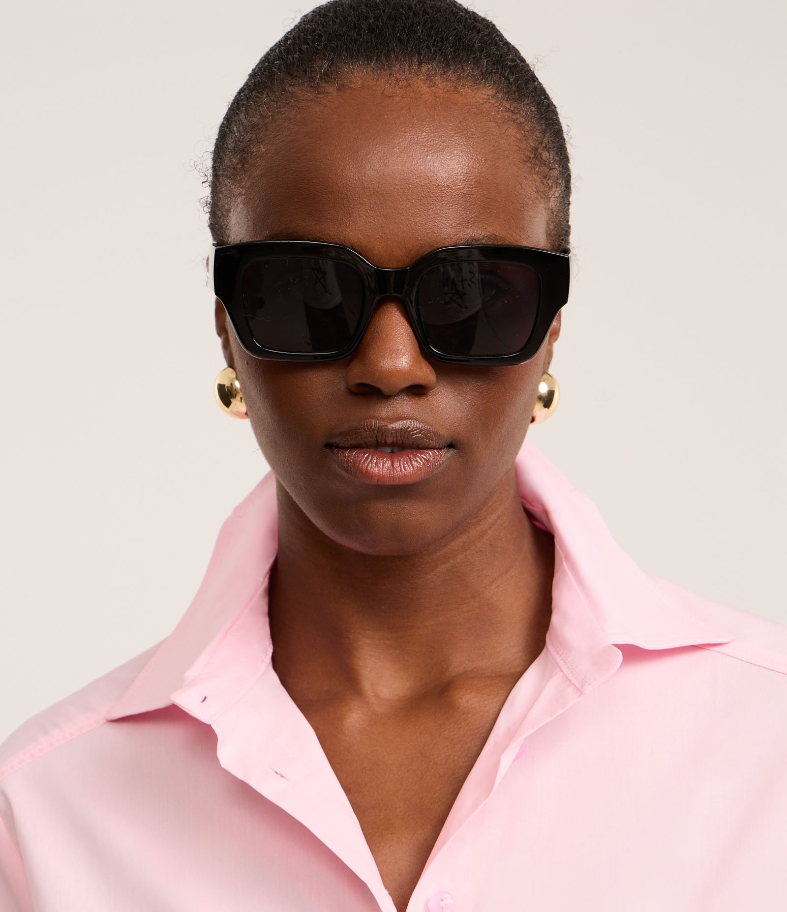 Camisa Oversized em Tricoline com Fio Tinto e Botões Rosa 4