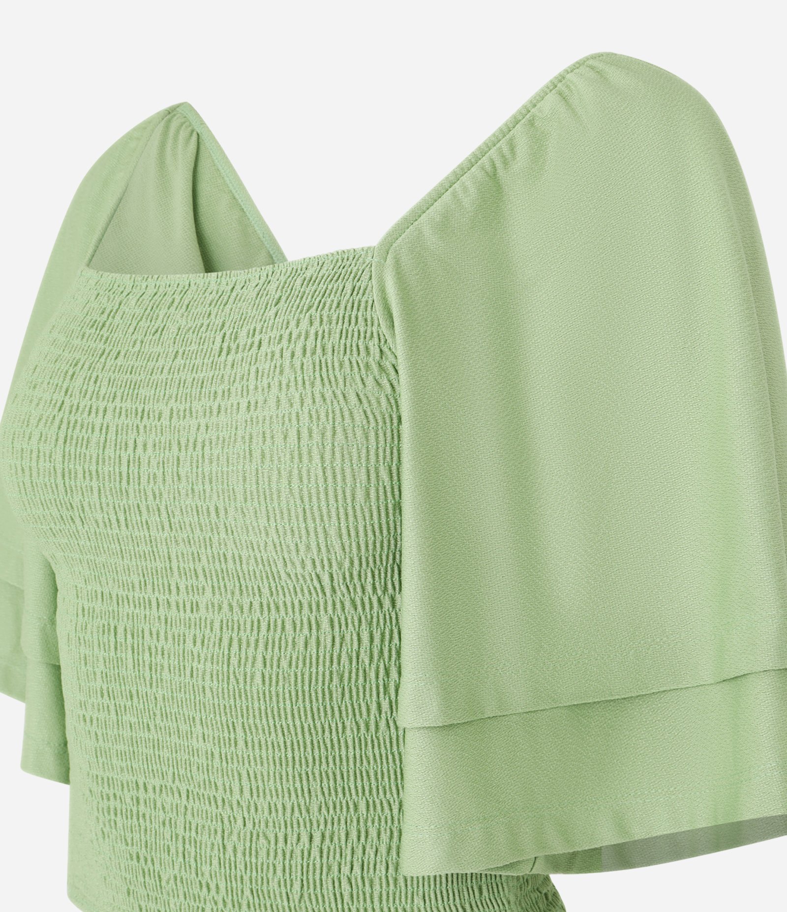 Blusa Curta em Lastex com Manga Godê Verde 5