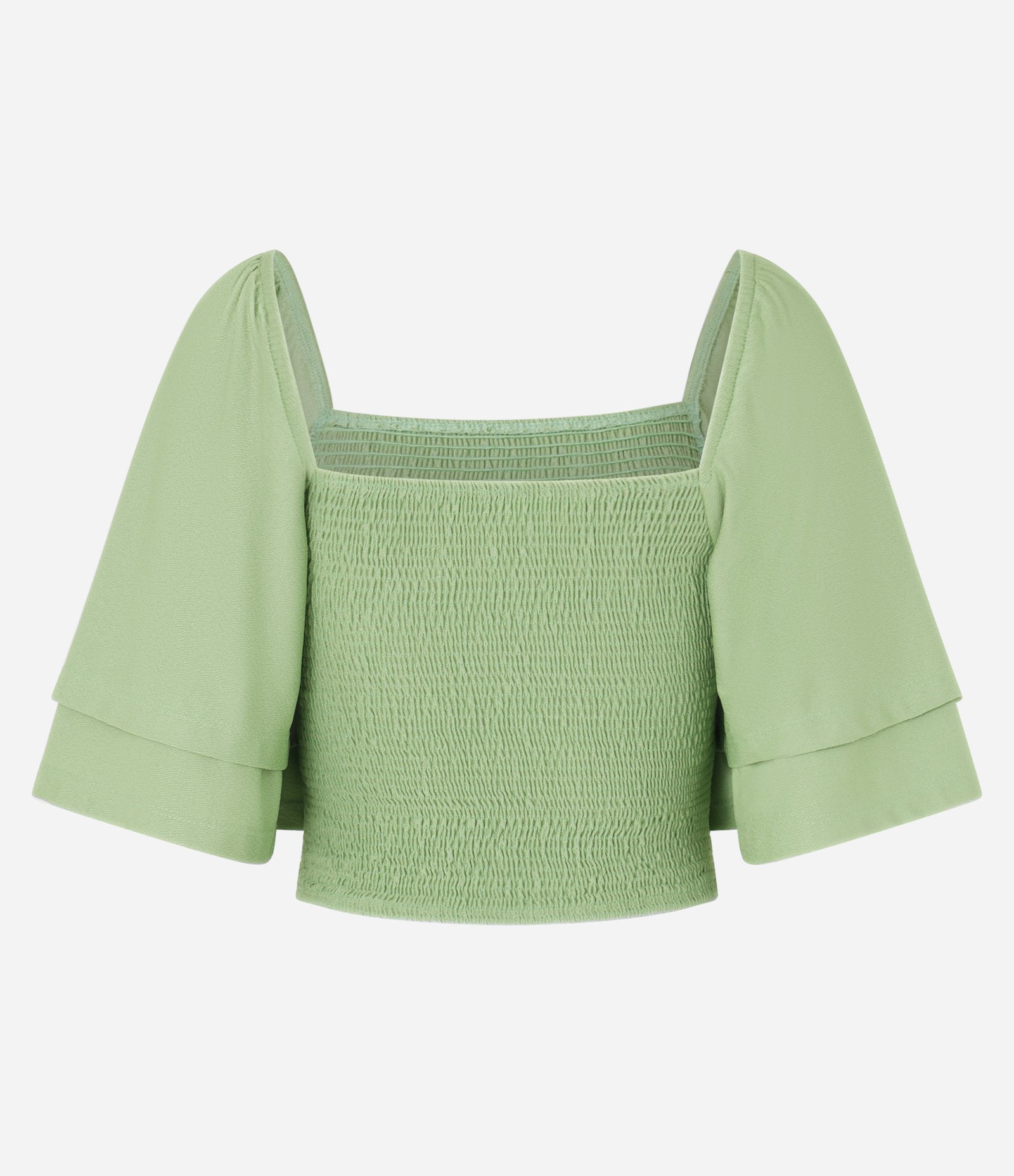Blusa Curta em Lastex com Manga Godê Verde 6
