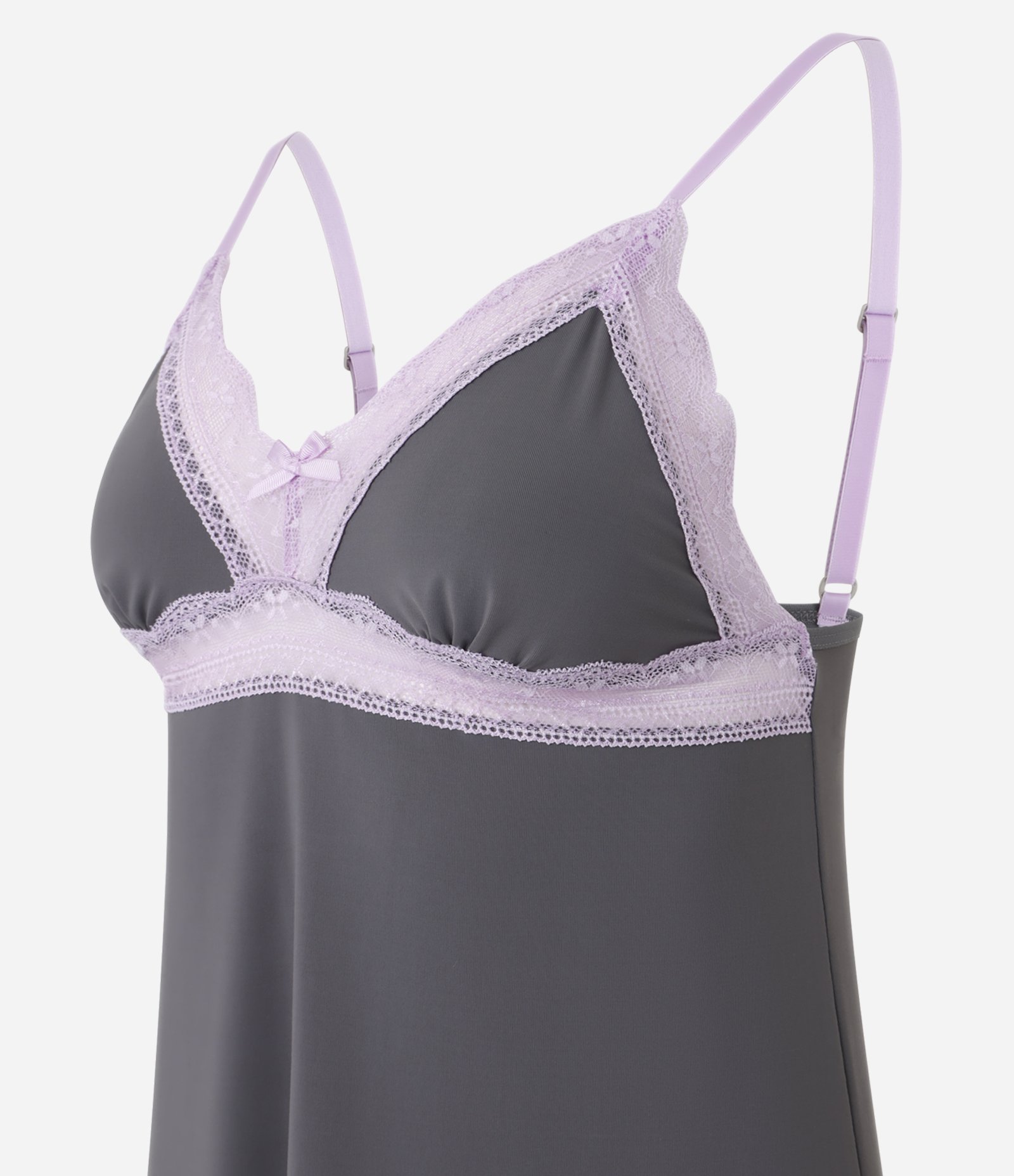 Pijama Short Doll em Microfibra com Renda Contrastante e Alcinha Cinza 5