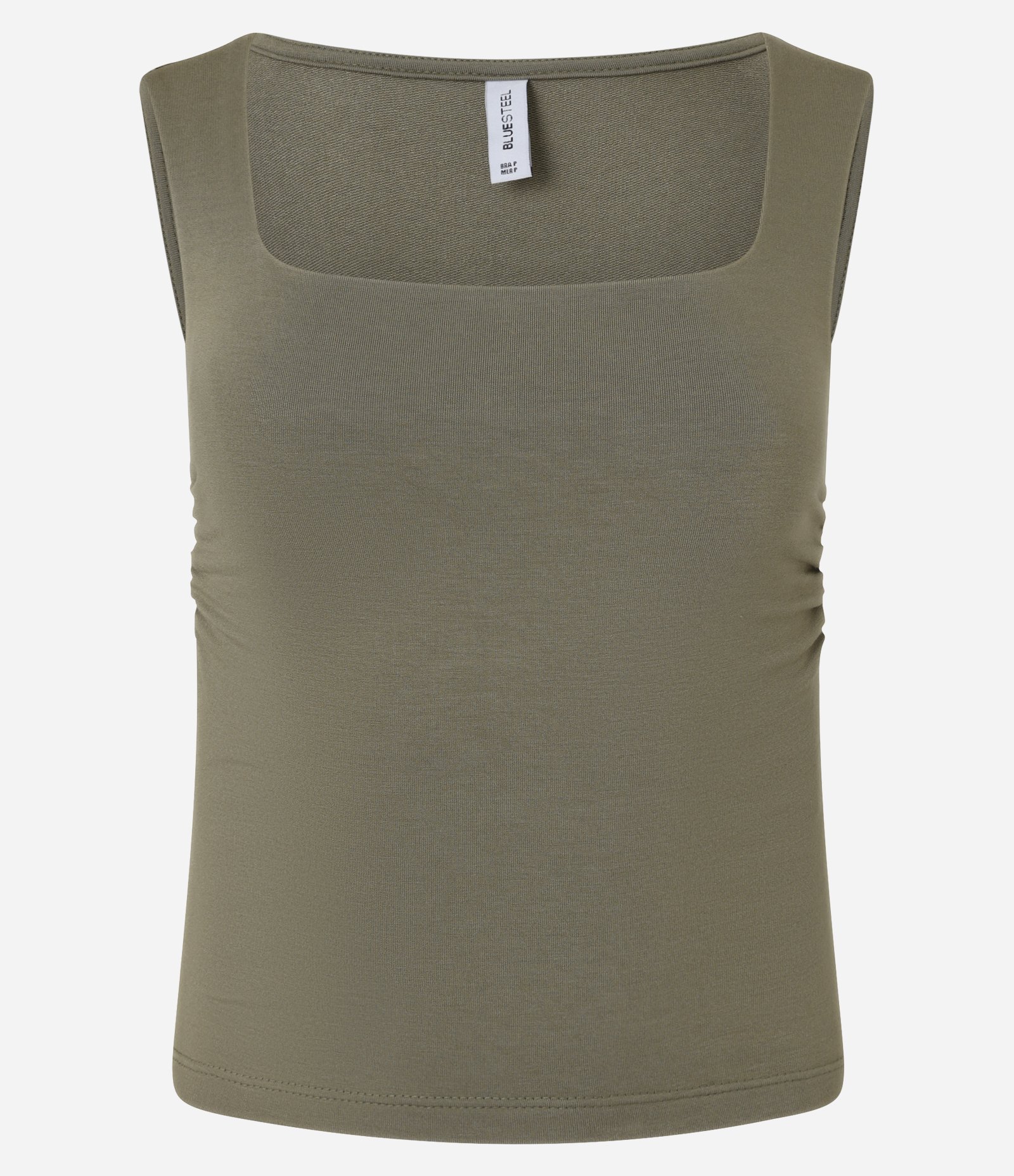 Blusa em Moletinho com Decote Quadrado e Franzido Lateral Verde 1