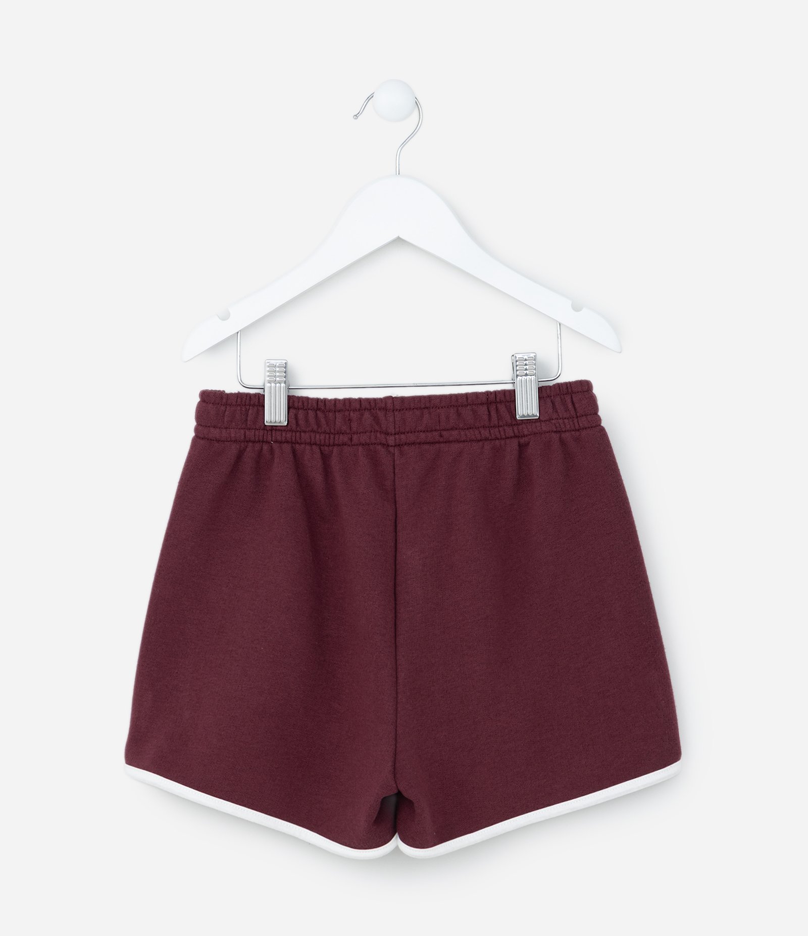Short Infantil em Moletom com Viés Contrastante - Tam 5 a 14 Anos Vermelho Bordô 2
