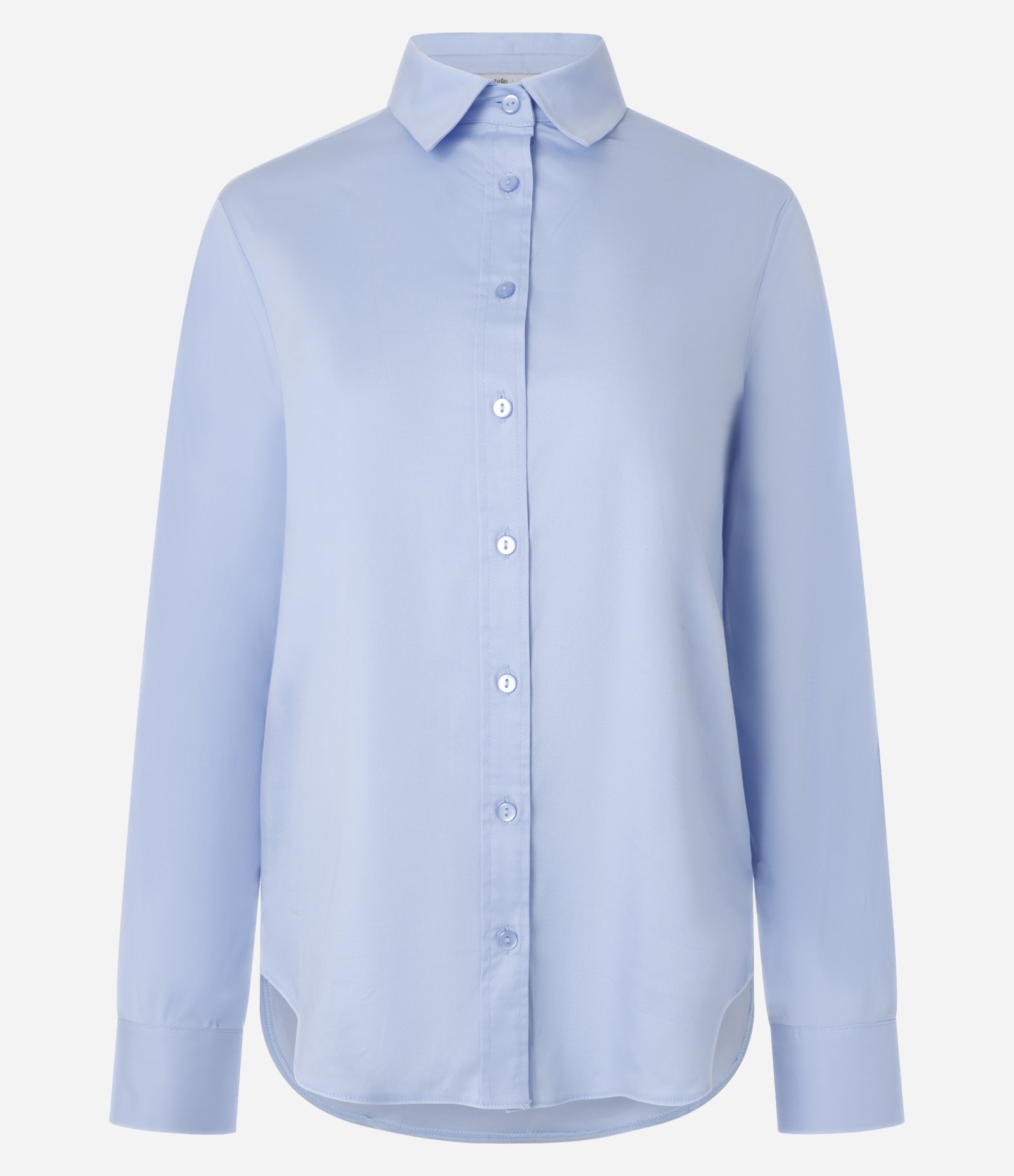 Camisa Básica em Tricoline com Botão no Punho Largo Azul 1