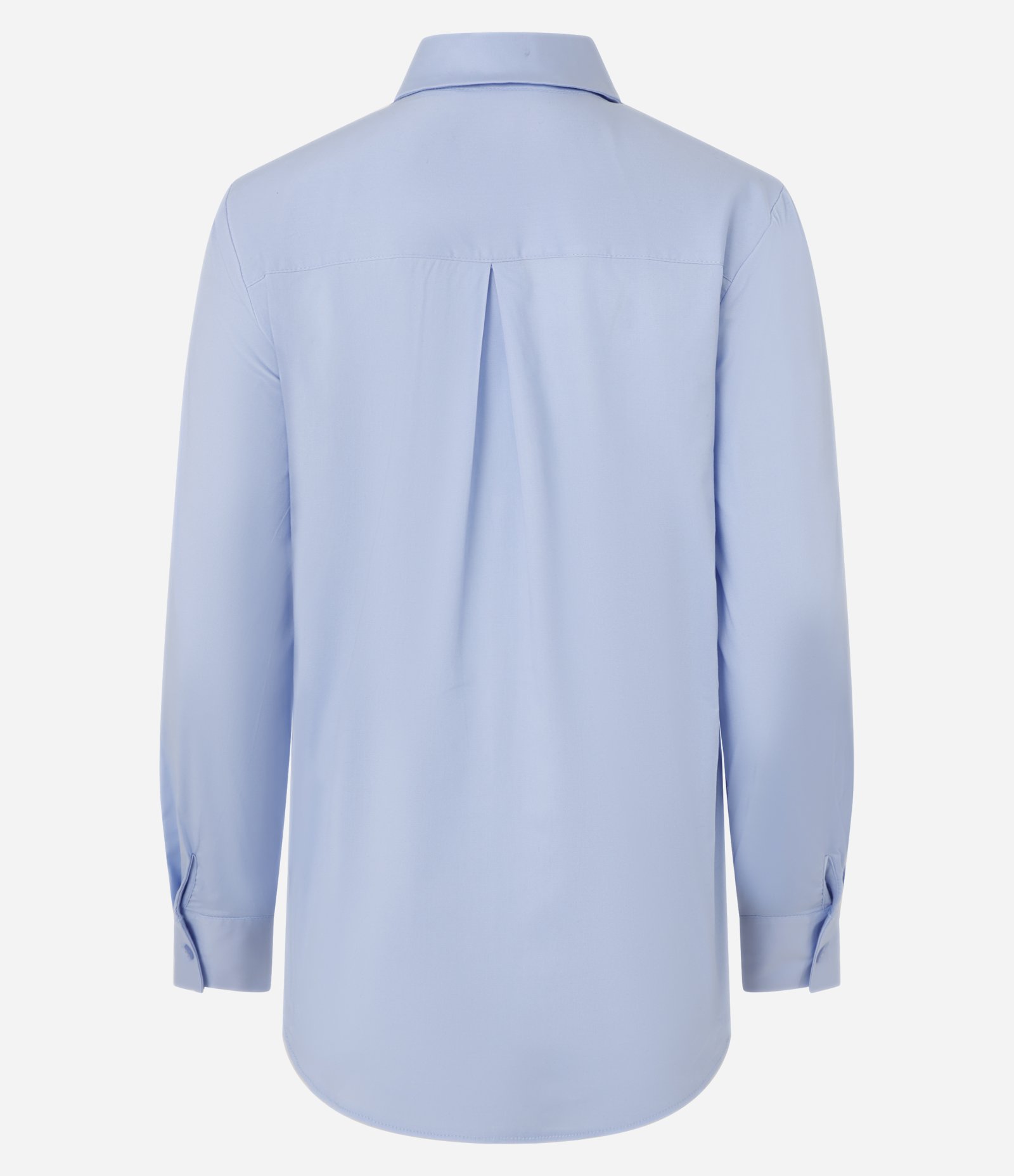 Camisa Básica em Tricoline com Botão no Punho Largo Azul 2