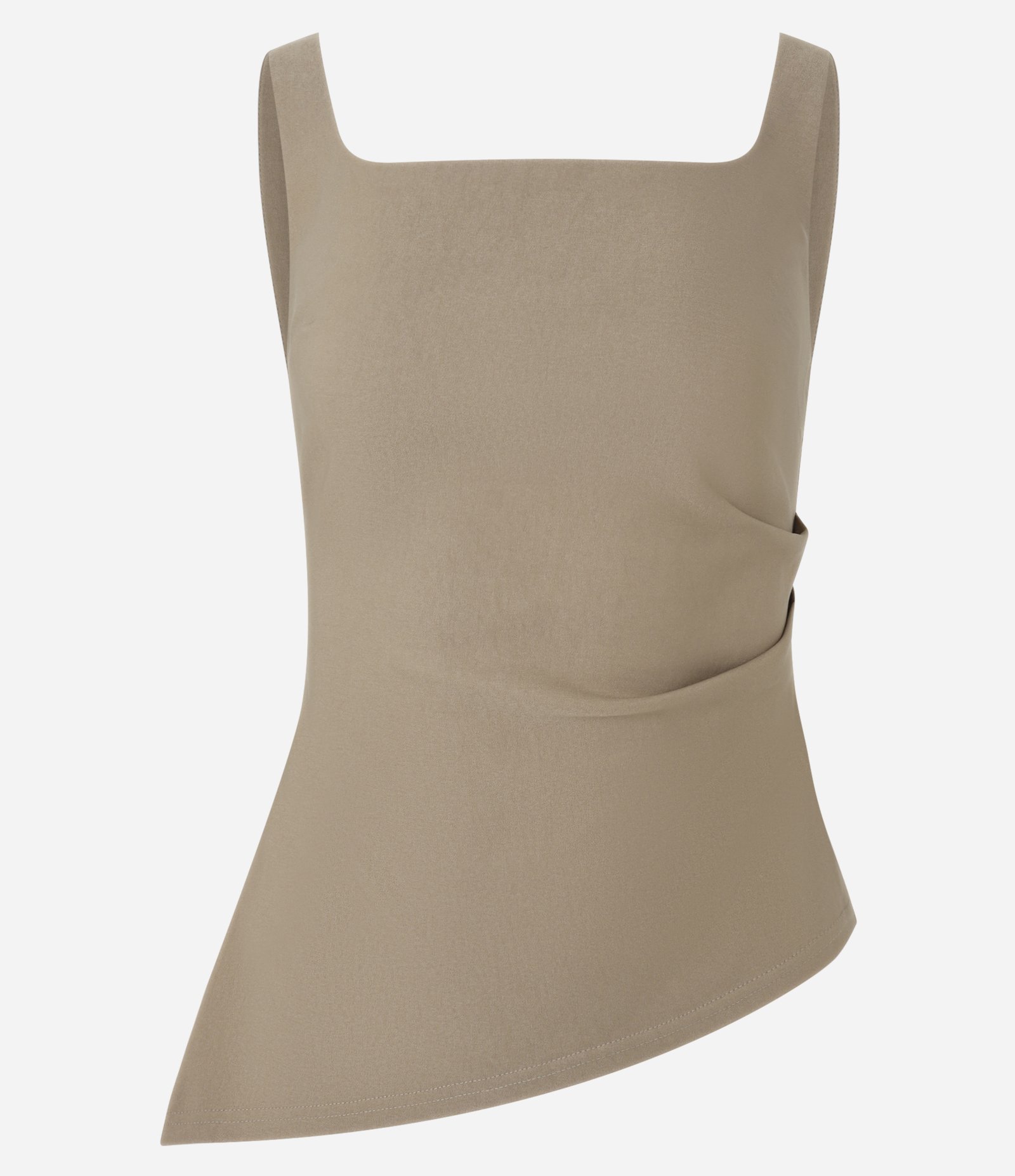 Blusa em Bengaline com Barra Assimétrica Bege 5