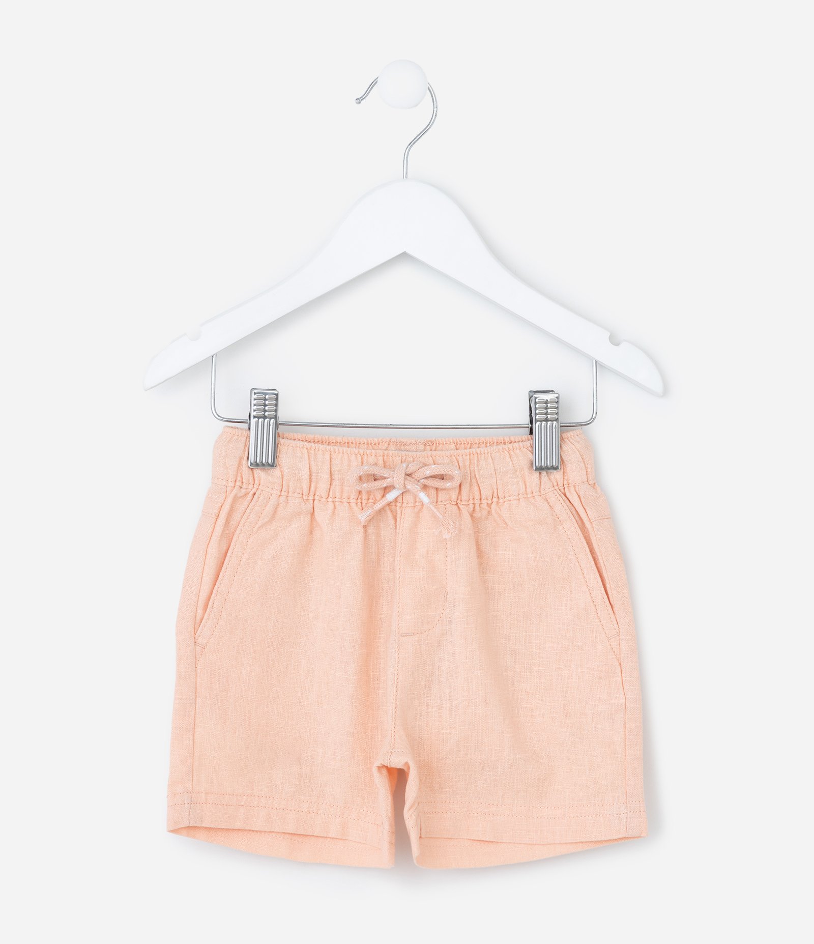 Bermuda Infantil em Linho com Bolsinho - Tam 1 a 5 Anos Laranja 2