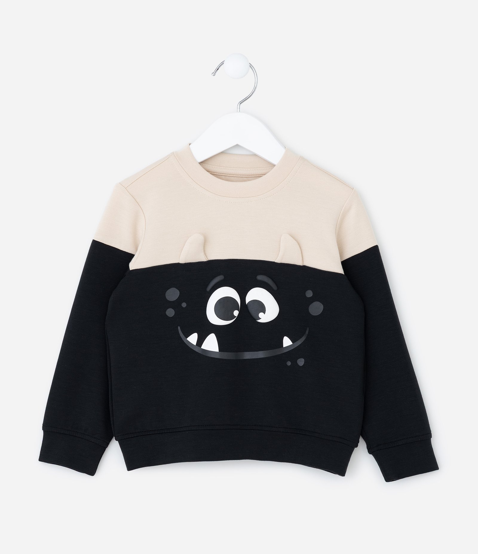 Casaco Infantil com Estampa Relevo de Mostrinho - Tam 1 a 6 Anos Preto/Bege 2