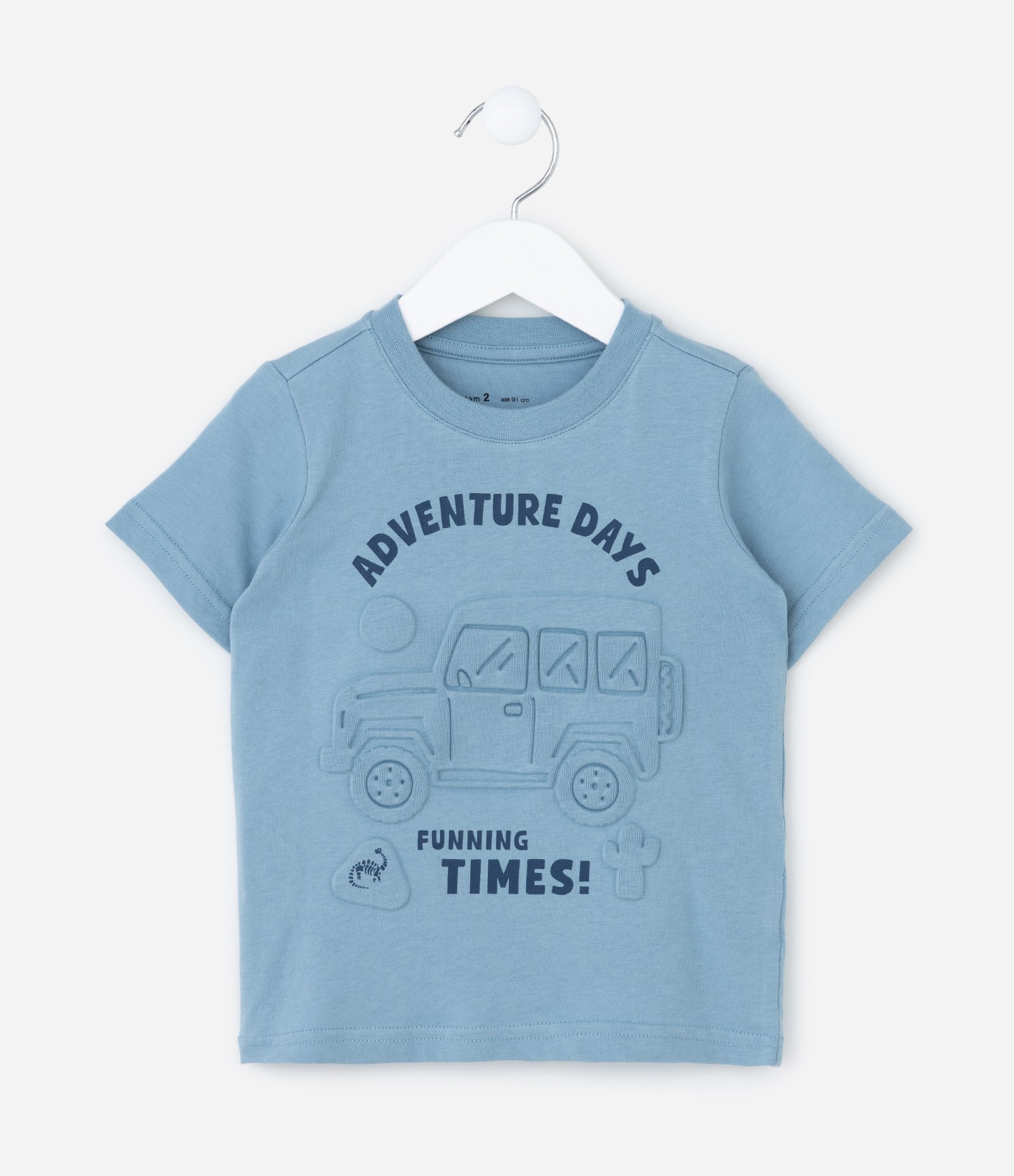 Camiseta Infantil com Estampa em Relevo de Carro - Tam 1 a 6 Anos Azul 2