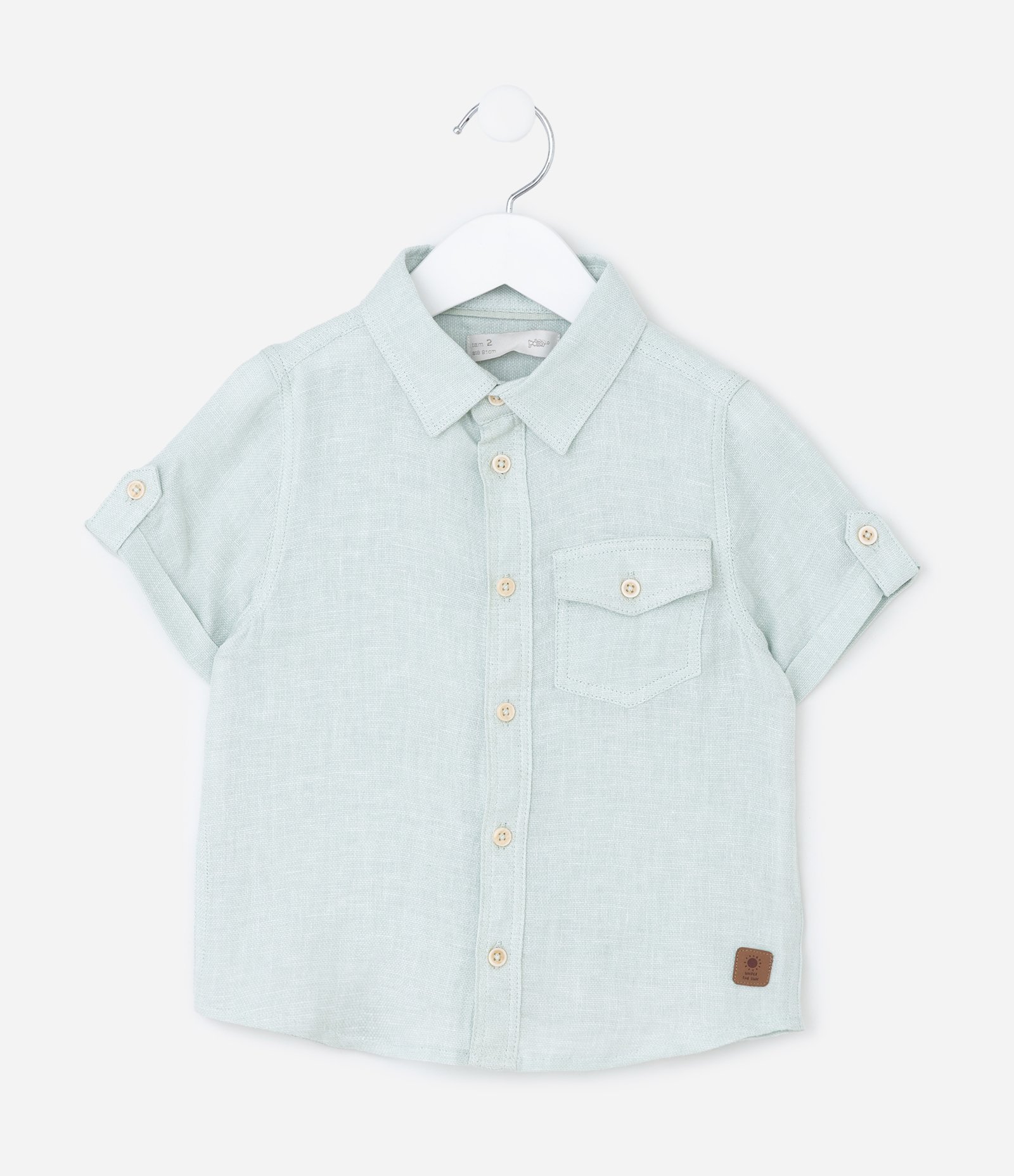 Camisa Infantil em Viscolinho com Bolsinho - Tam 1 a 4 Anos Verde 2