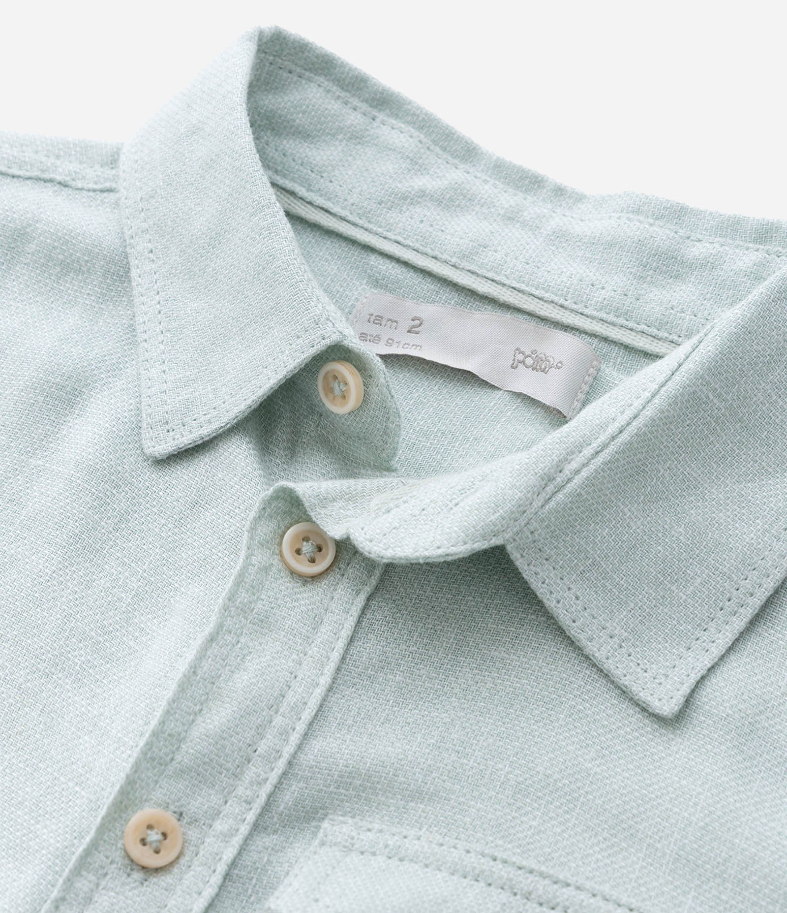 Camisa Infantil em Viscolinho com Bolsinho - Tam 1 a 4 Anos Verde 6