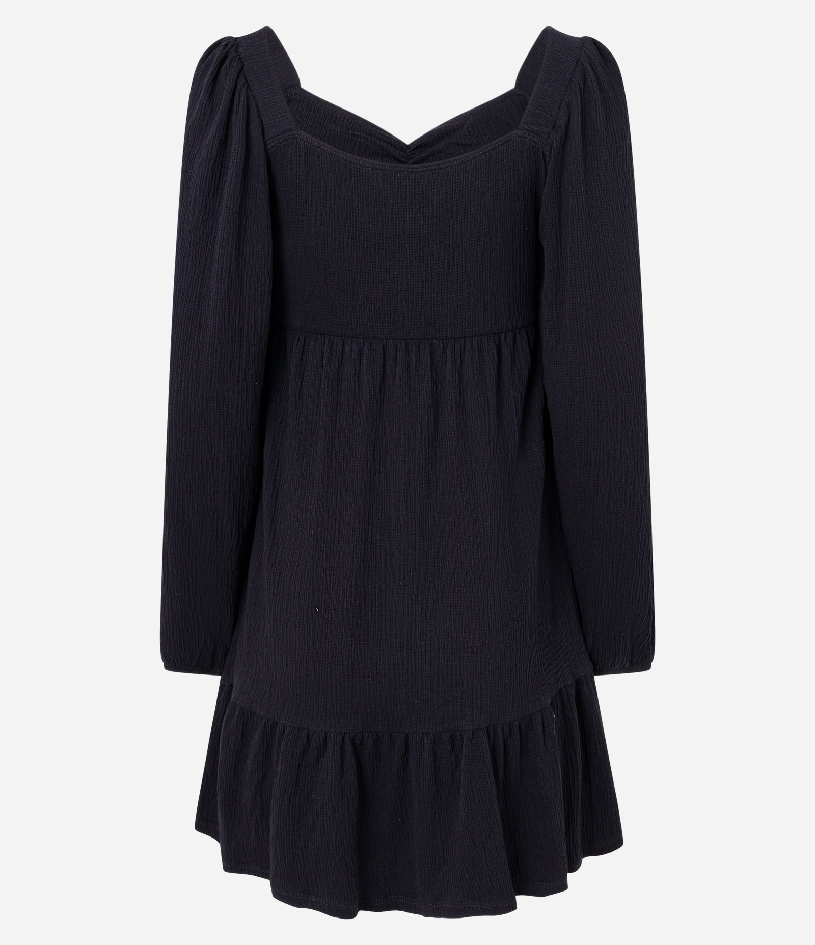 Vestido Curto Texturizado com Decote Coração Preto 6