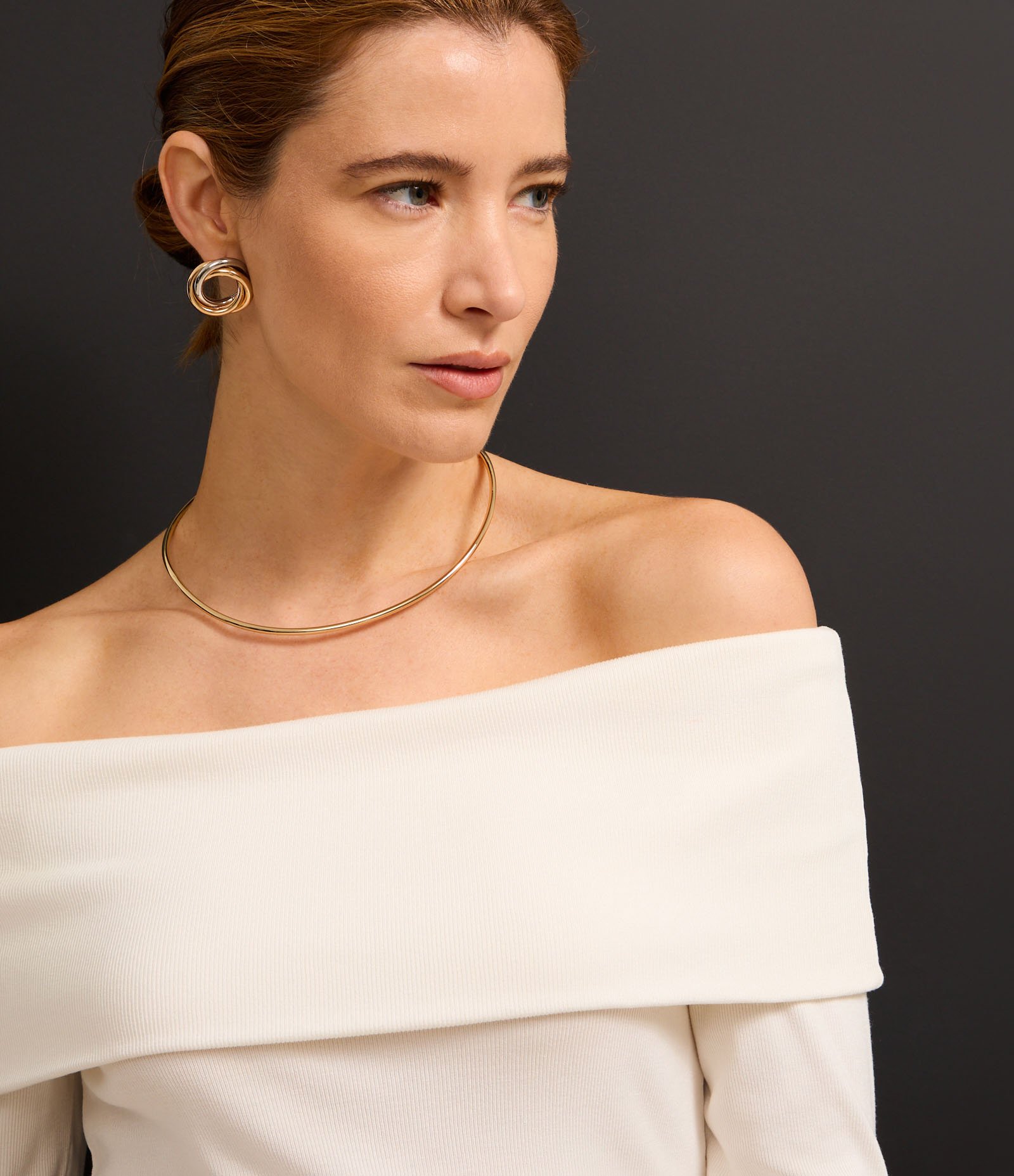 Blusa Ombro a Ombro em Ribana Canelada com Pala Virada Branco 6