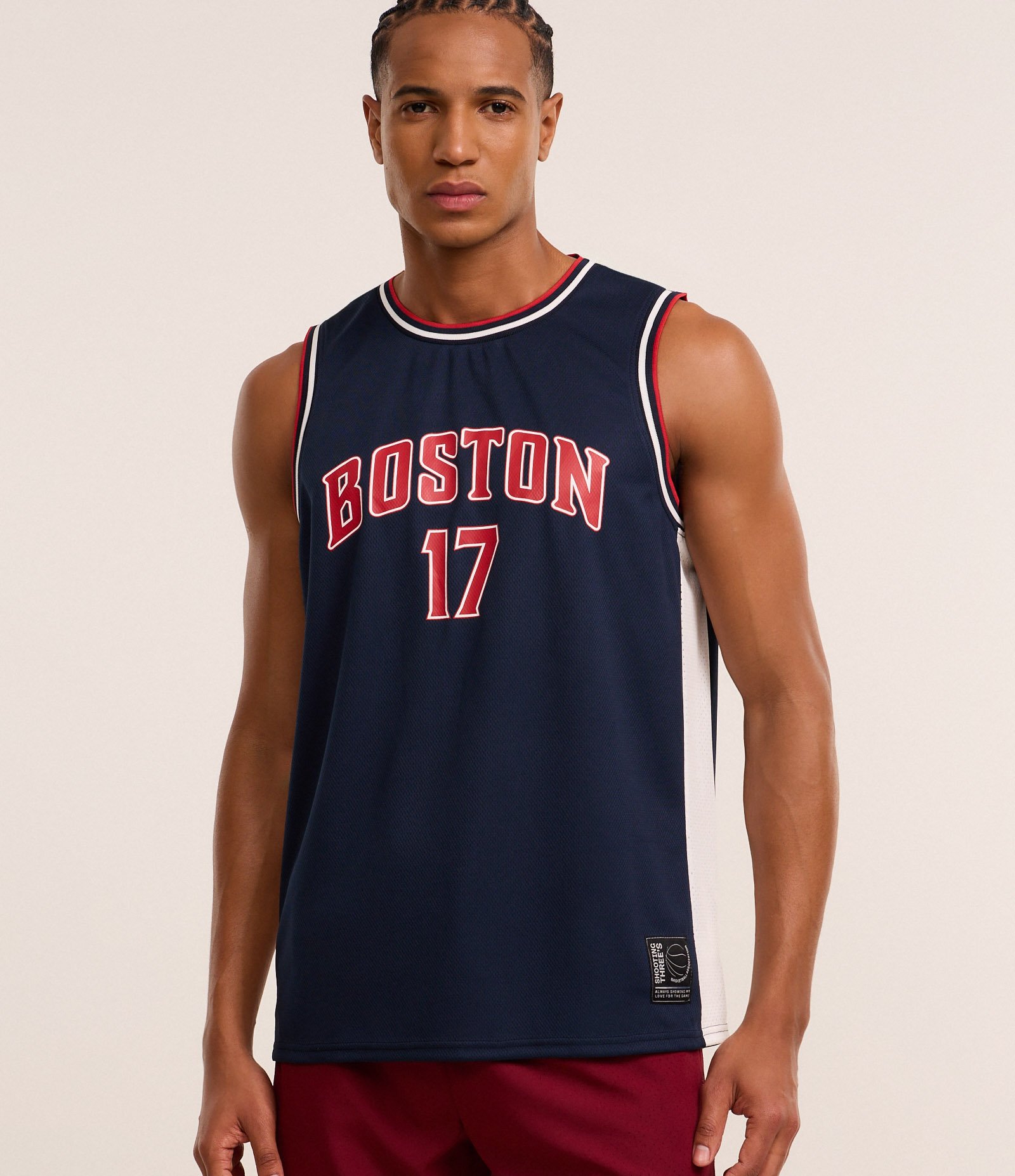 Regata Esportiva de Basquete com Tecnologia Dry e Estampa Lettering Boston Azul 1