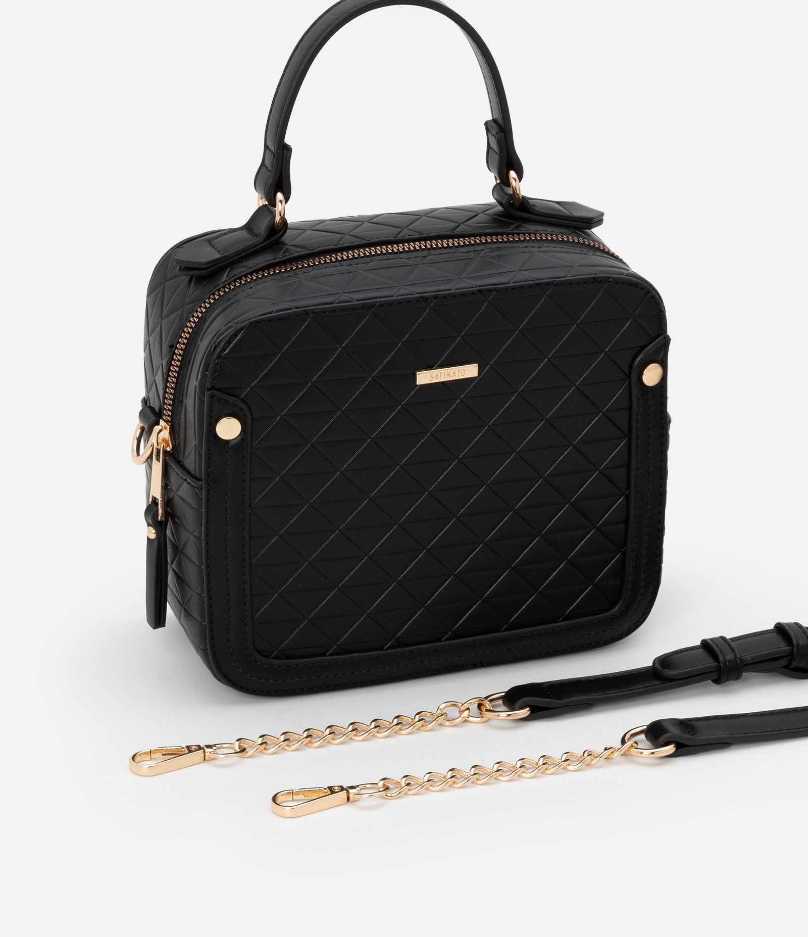 Bolsa Câmera Bag Transversal Média com Alça com Corrente Preto 8