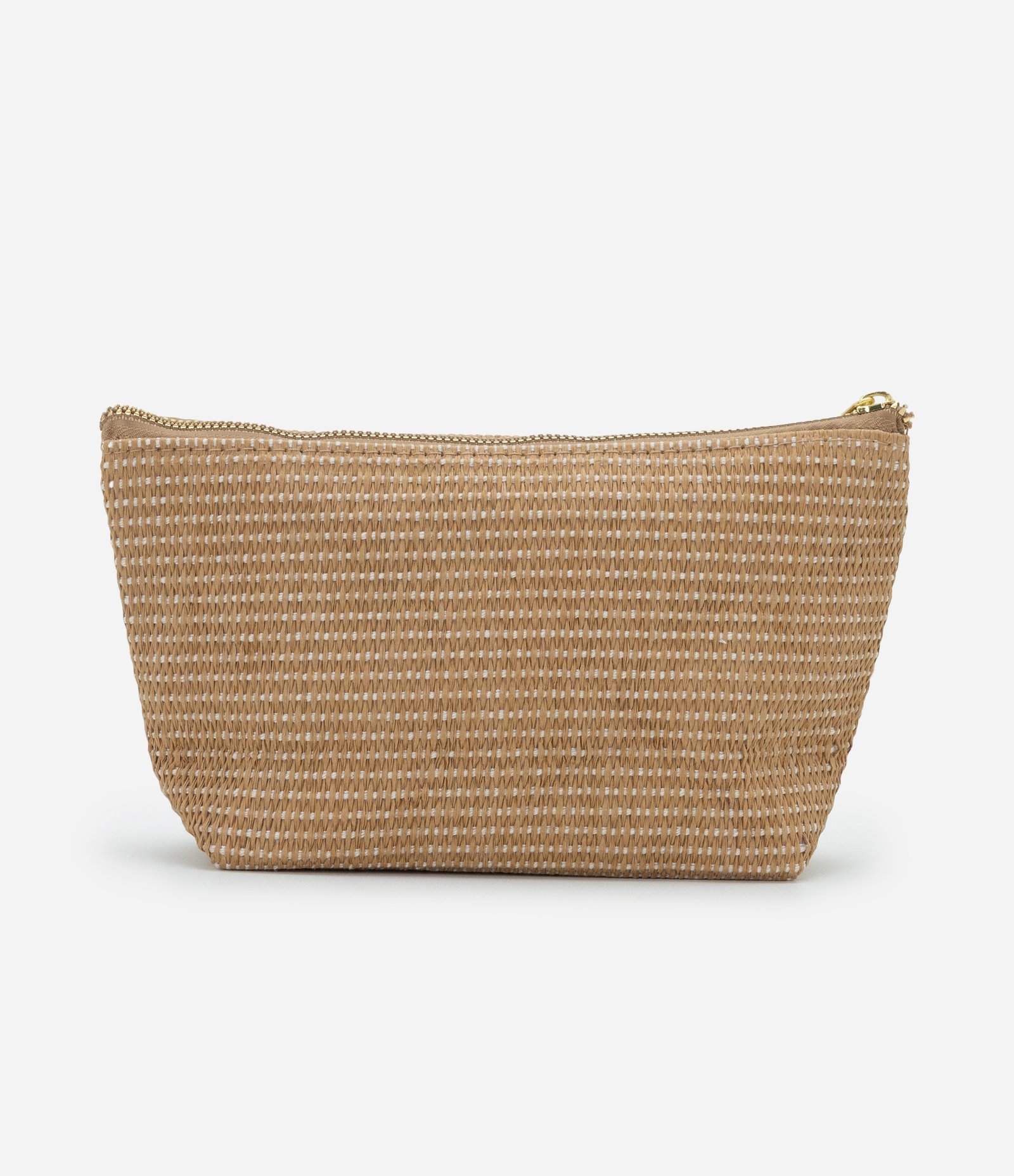 Necessaire Trapézio em Rafia com Detalhe Embossed Marrom 3