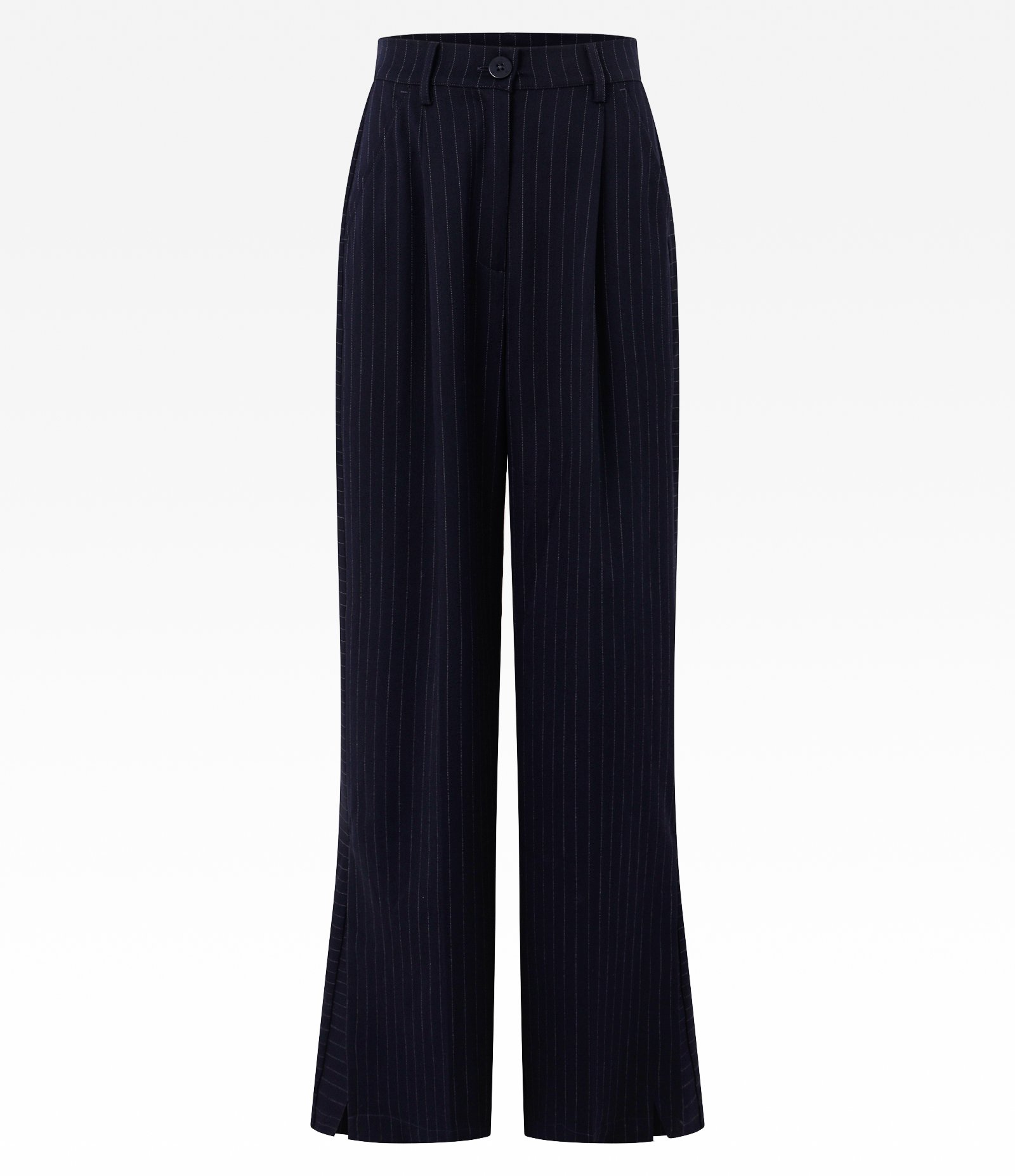 Calça Pantalona em Alfaiataria com Listras Azul Marinho 7