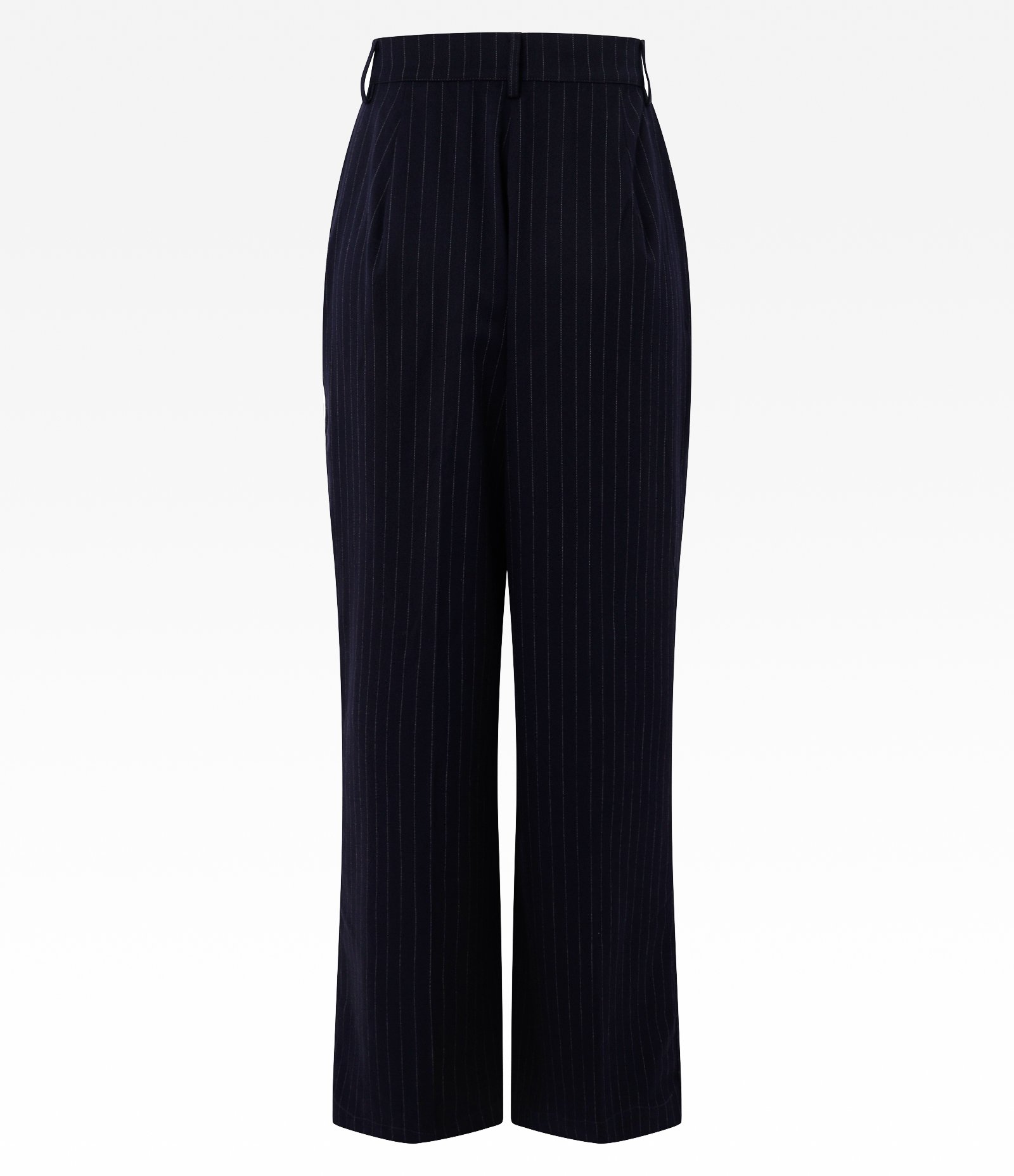 Calça Pantalona em Alfaiataria com Listras Azul Marinho 8