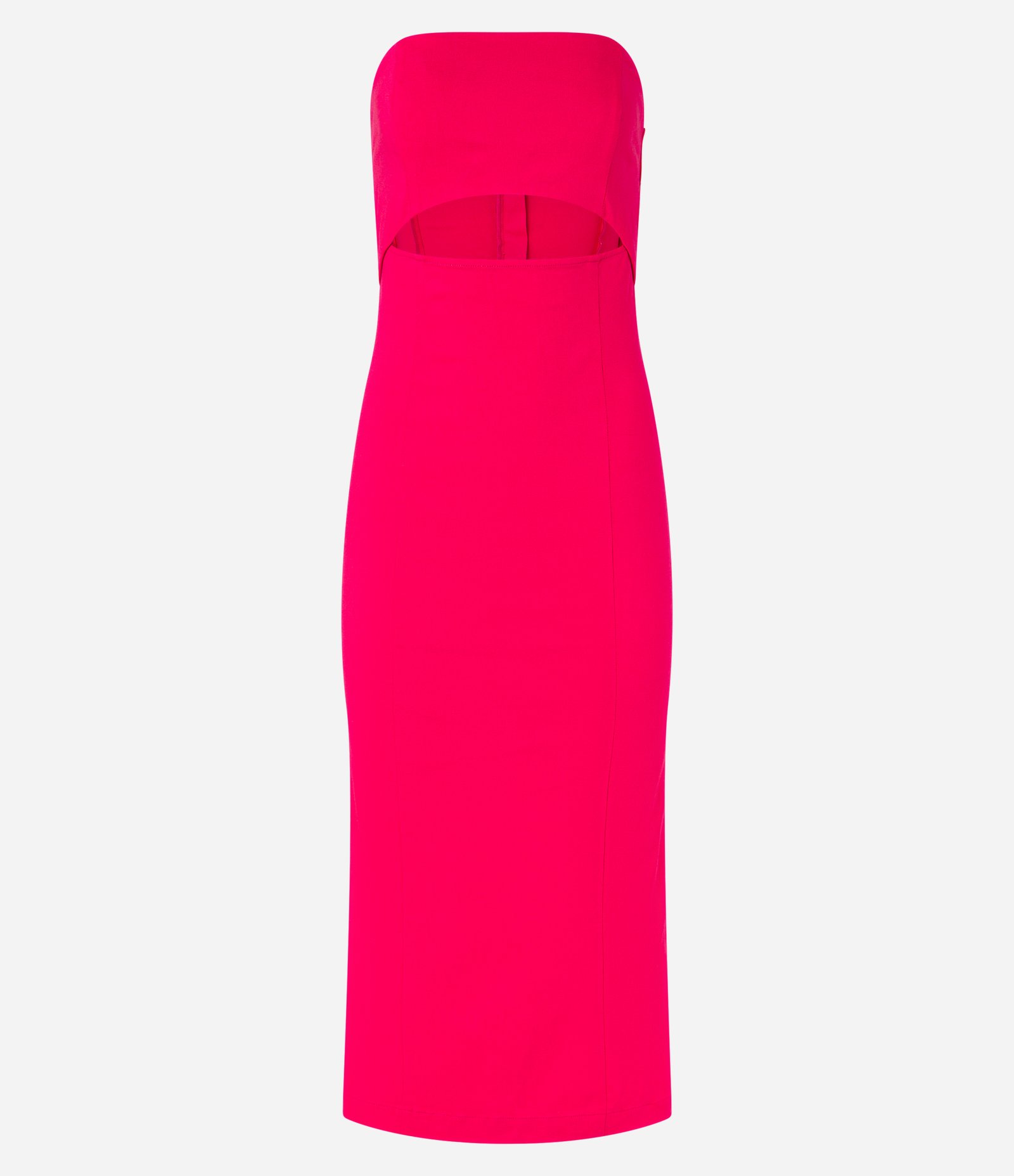 Vestido New Midi em Bengaline com Recorte Frontal e Fenda Rosa Avermelhado 7