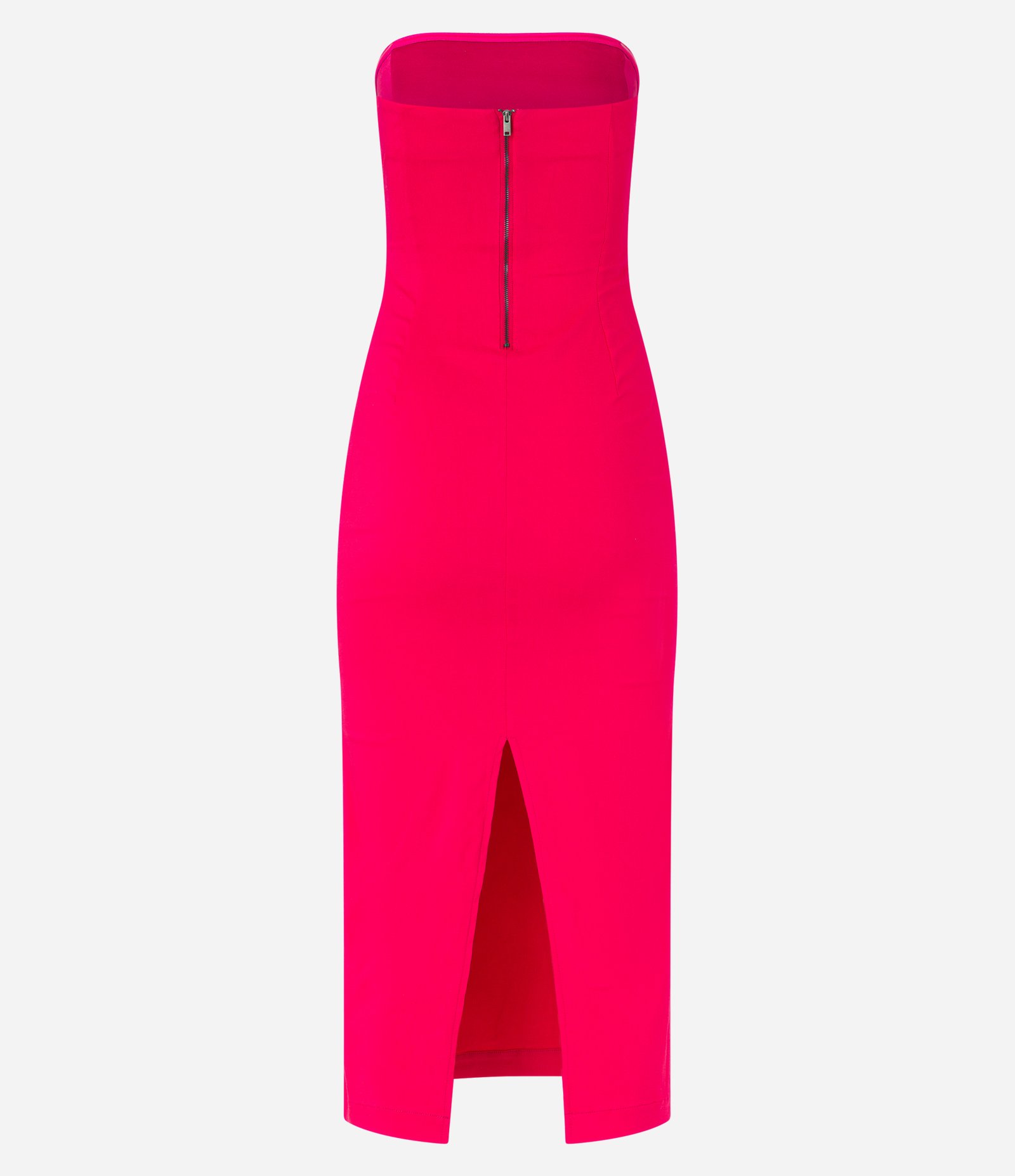 Vestido New Midi em Bengaline com Recorte Frontal e Fenda Rosa Avermelhado 8