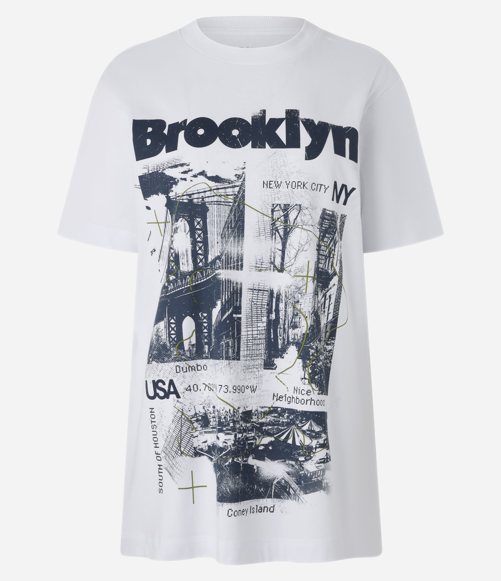 Camiseta T-shirt em Algodão com Estampa Brooklyn Branco 5