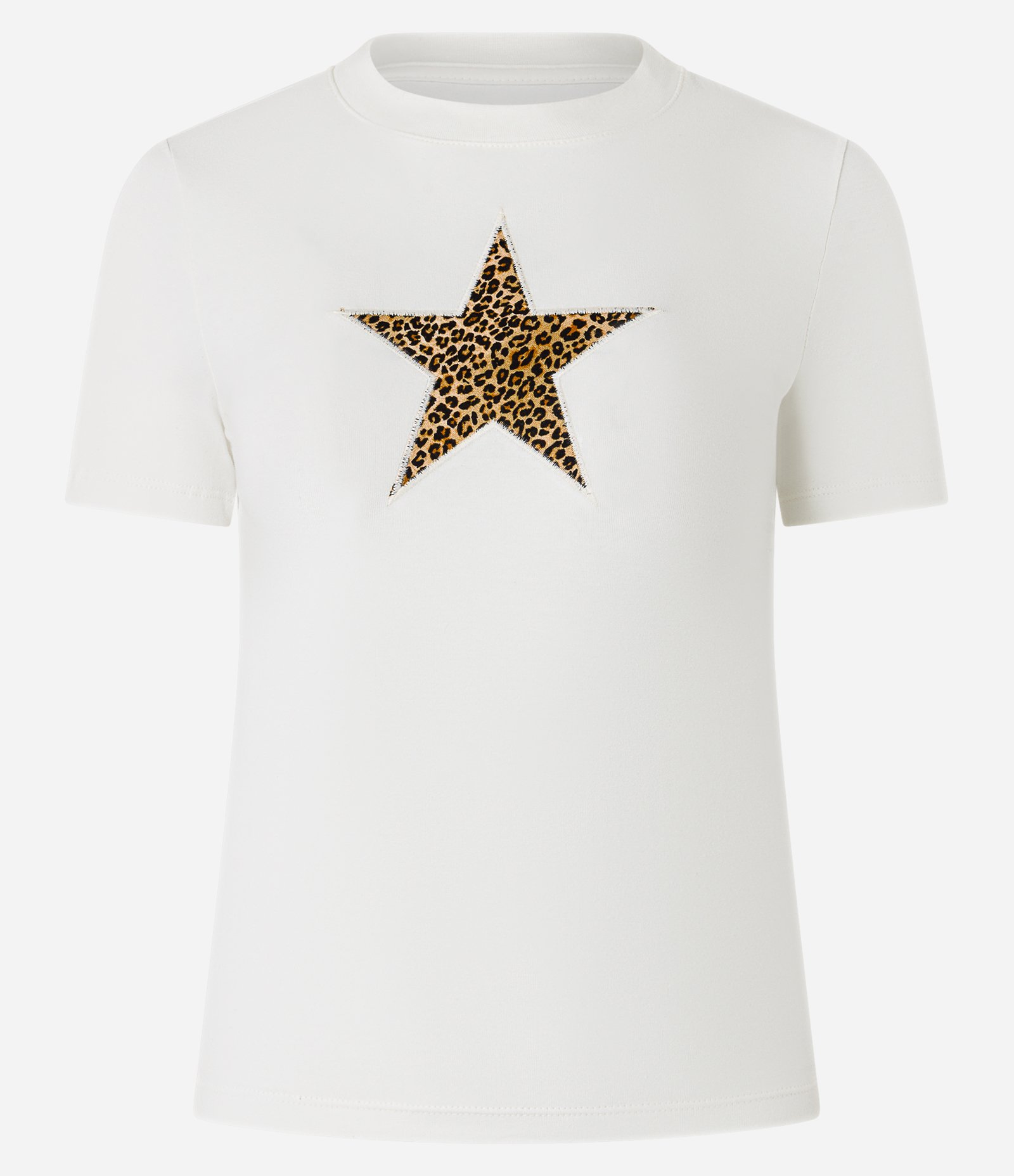 Blusa New T-shirt em Algodão com Estampa de Estrela Animal Print Branco 4