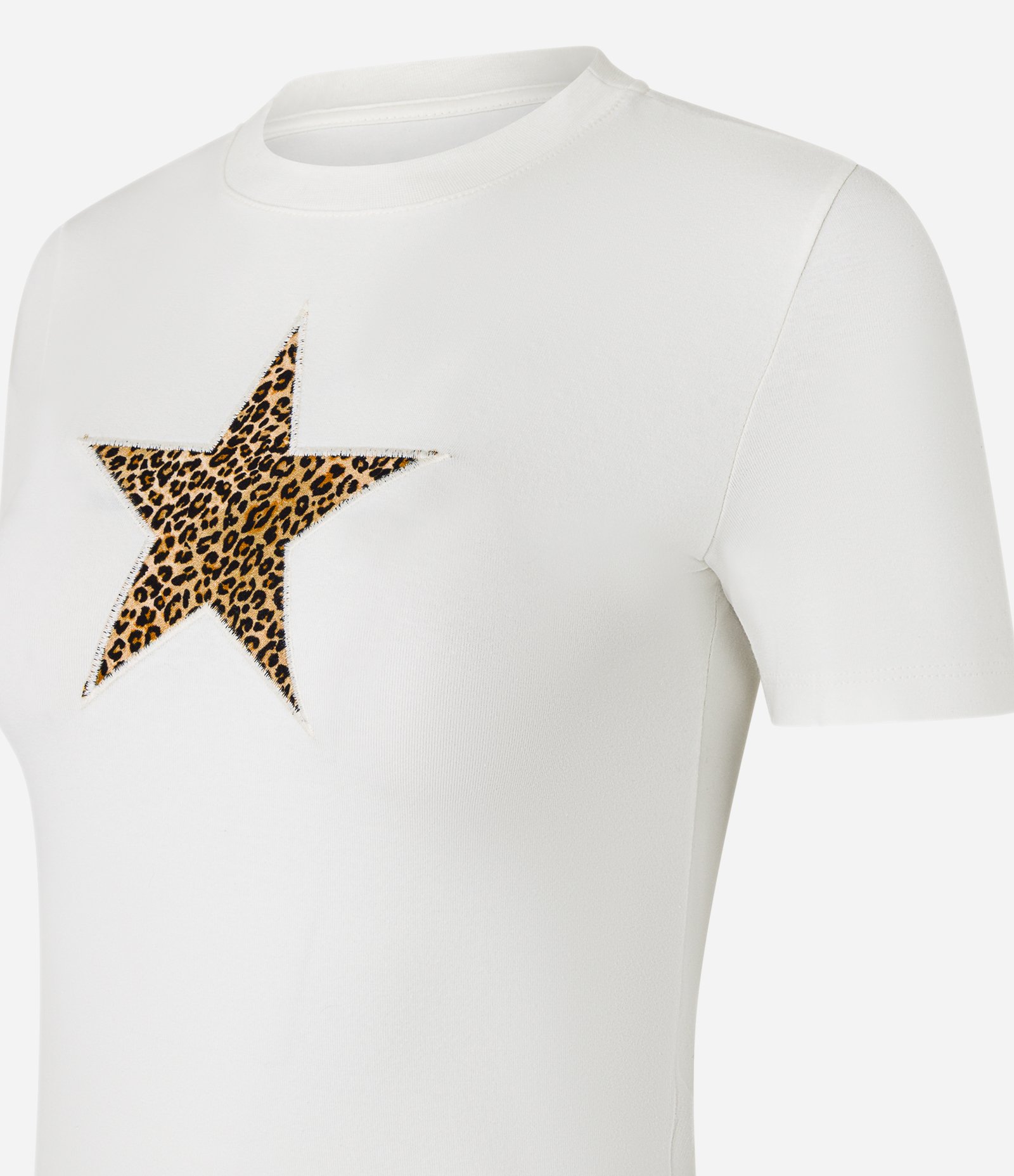 Blusa New T-shirt em Algodão com Estampa de Estrela Animal Print Branco 5