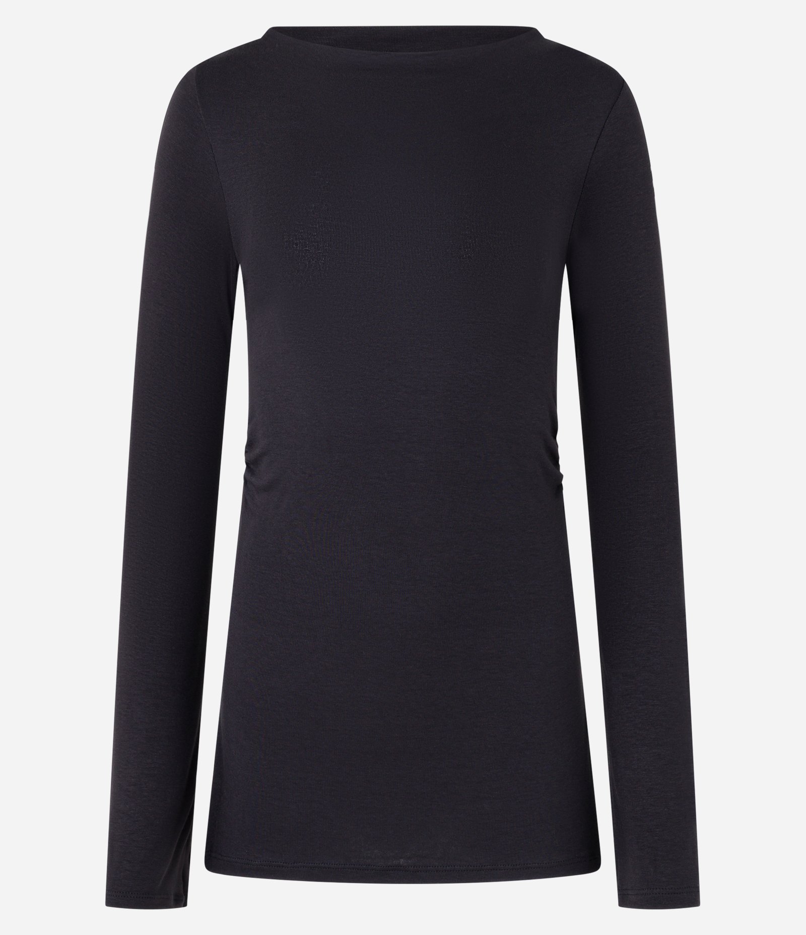 Blusa em Ribana com Franzido Lateral e Gola Altinha Preto 5