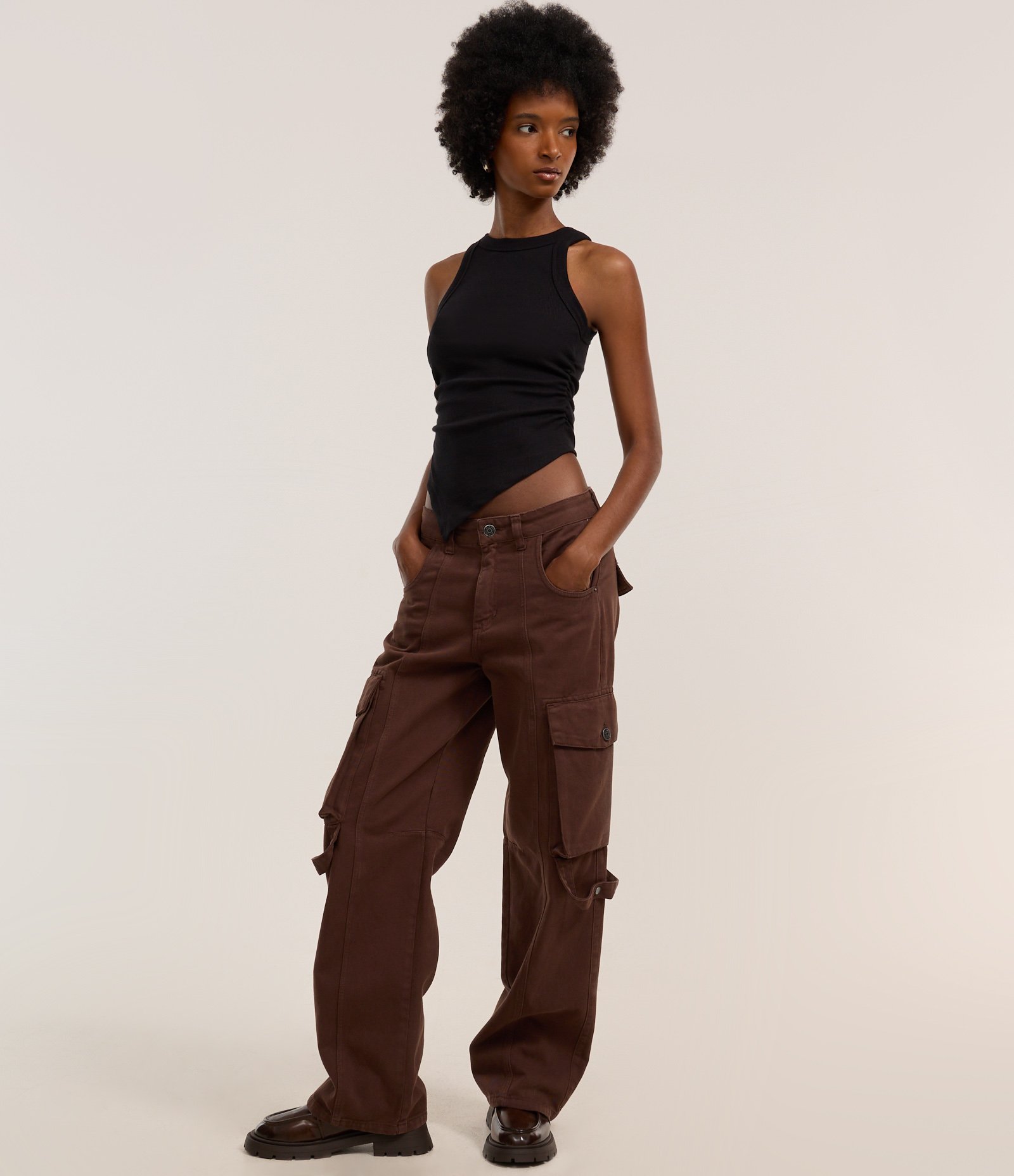 Regata em Ribana com Franzido nas Laterais e Barra Assimétrica Preto 2