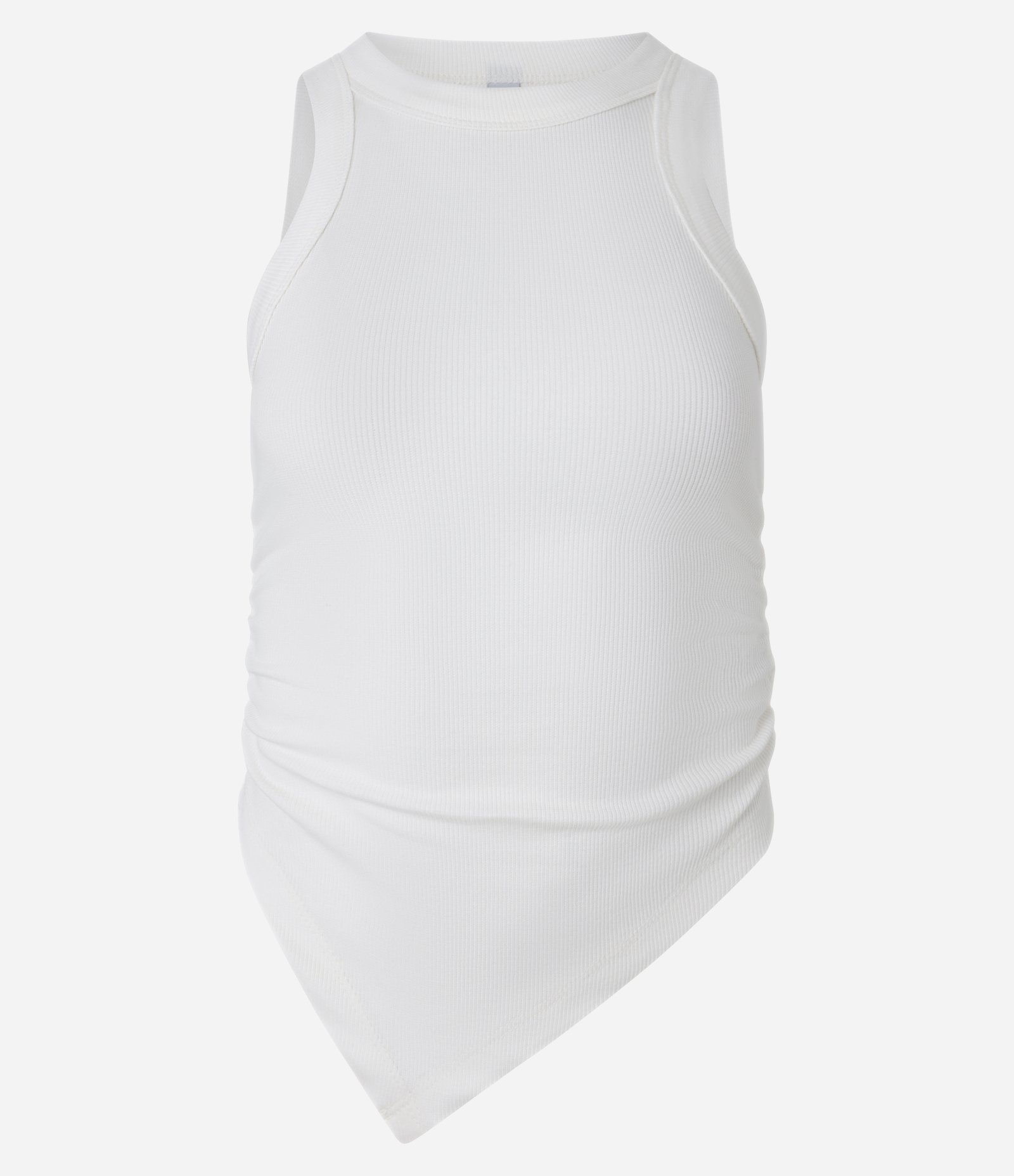 Regata em Ribana com Franzido nas Laterais e Barra Assimétrica Branco 5