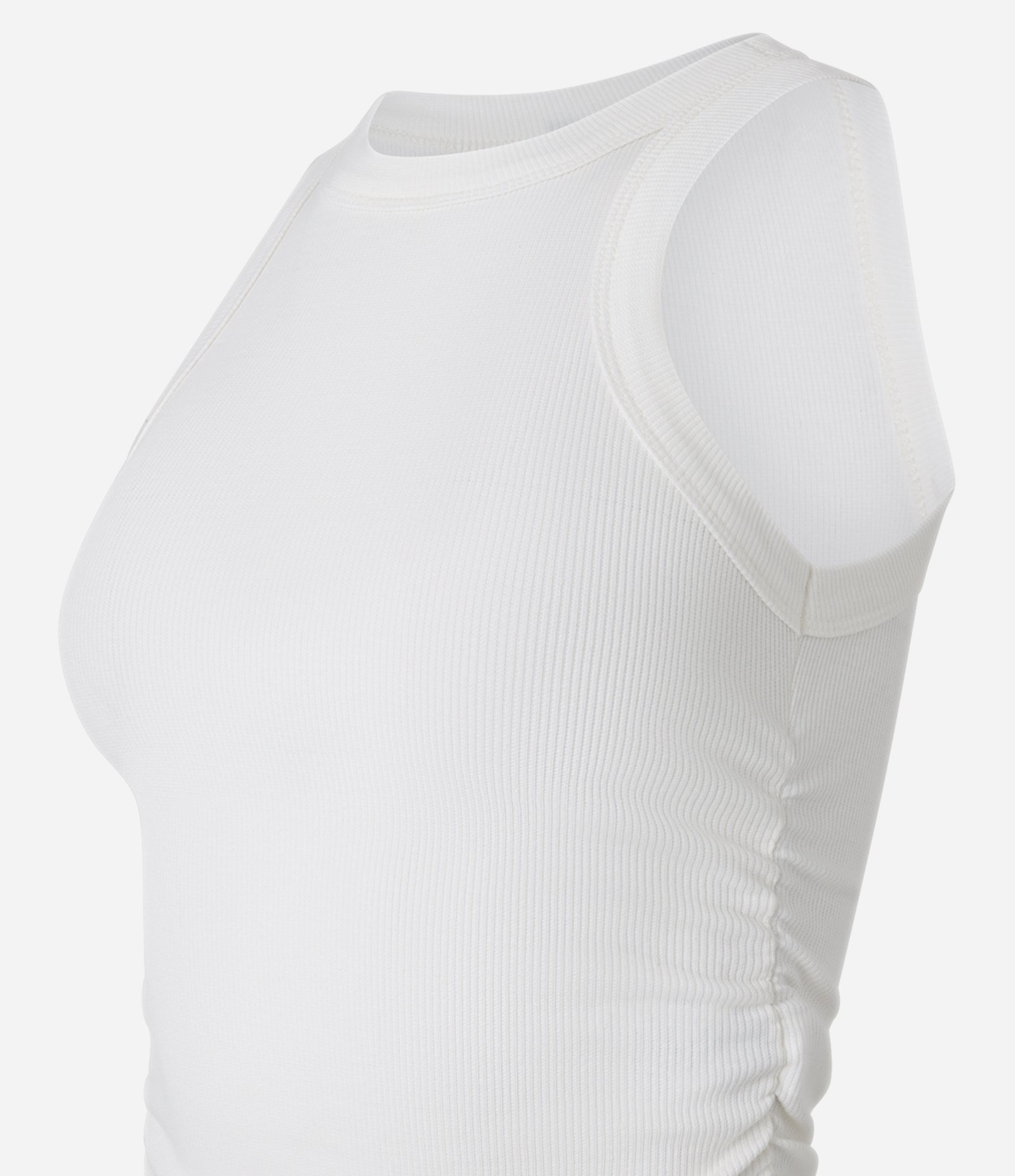 Regata em Ribana com Franzido nas Laterais e Barra Assimétrica Branco 6