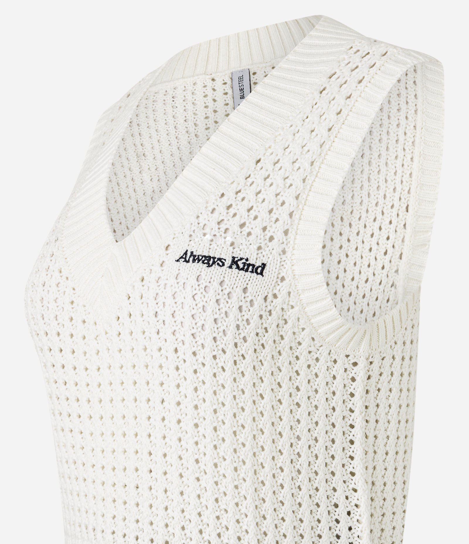Colete em Tricô Texturizado com Bordado Always Kind Off White 6
