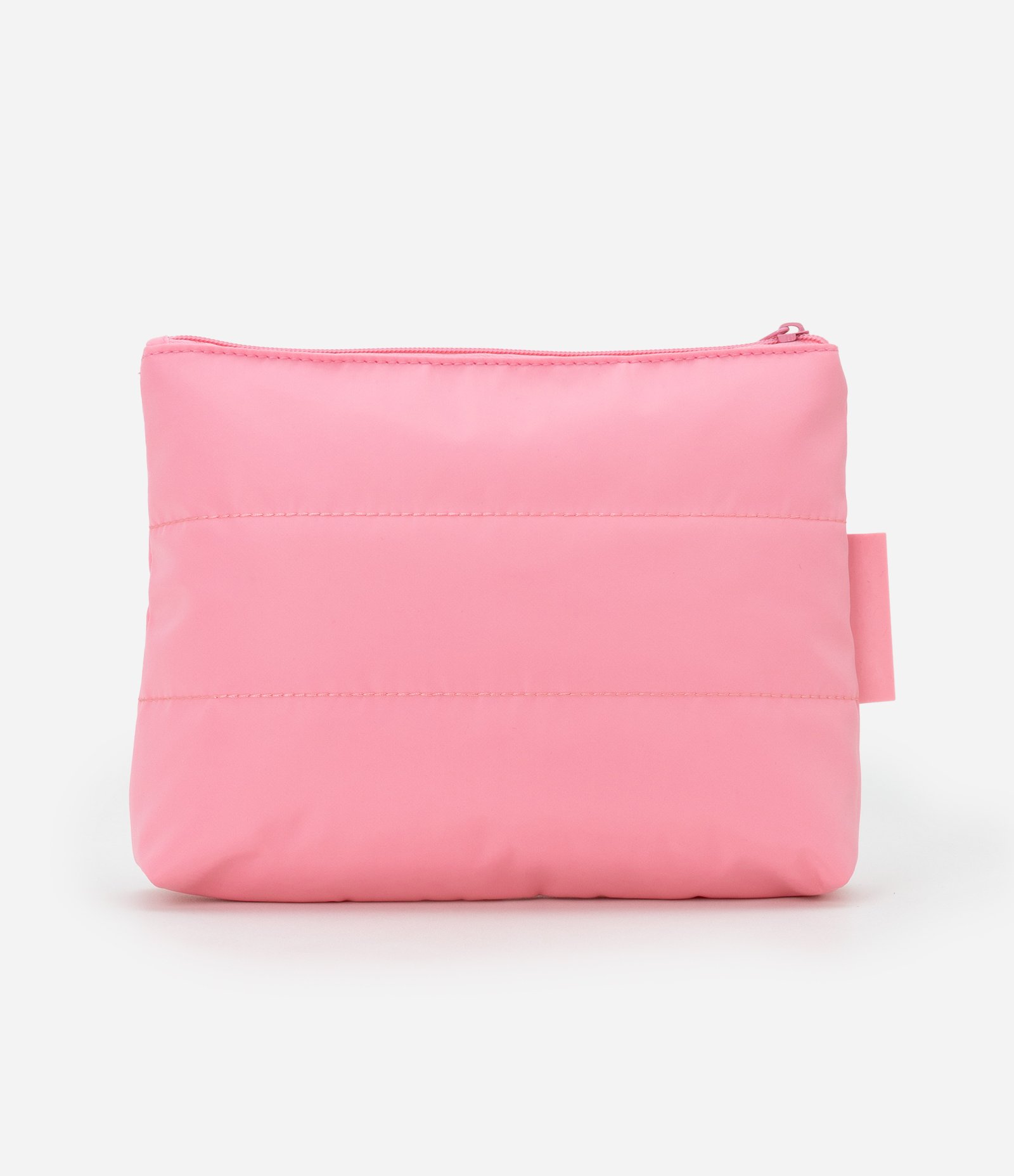 Nécessaire Trapézio com Etiqueta Embossed e Pespontos Rosa 3