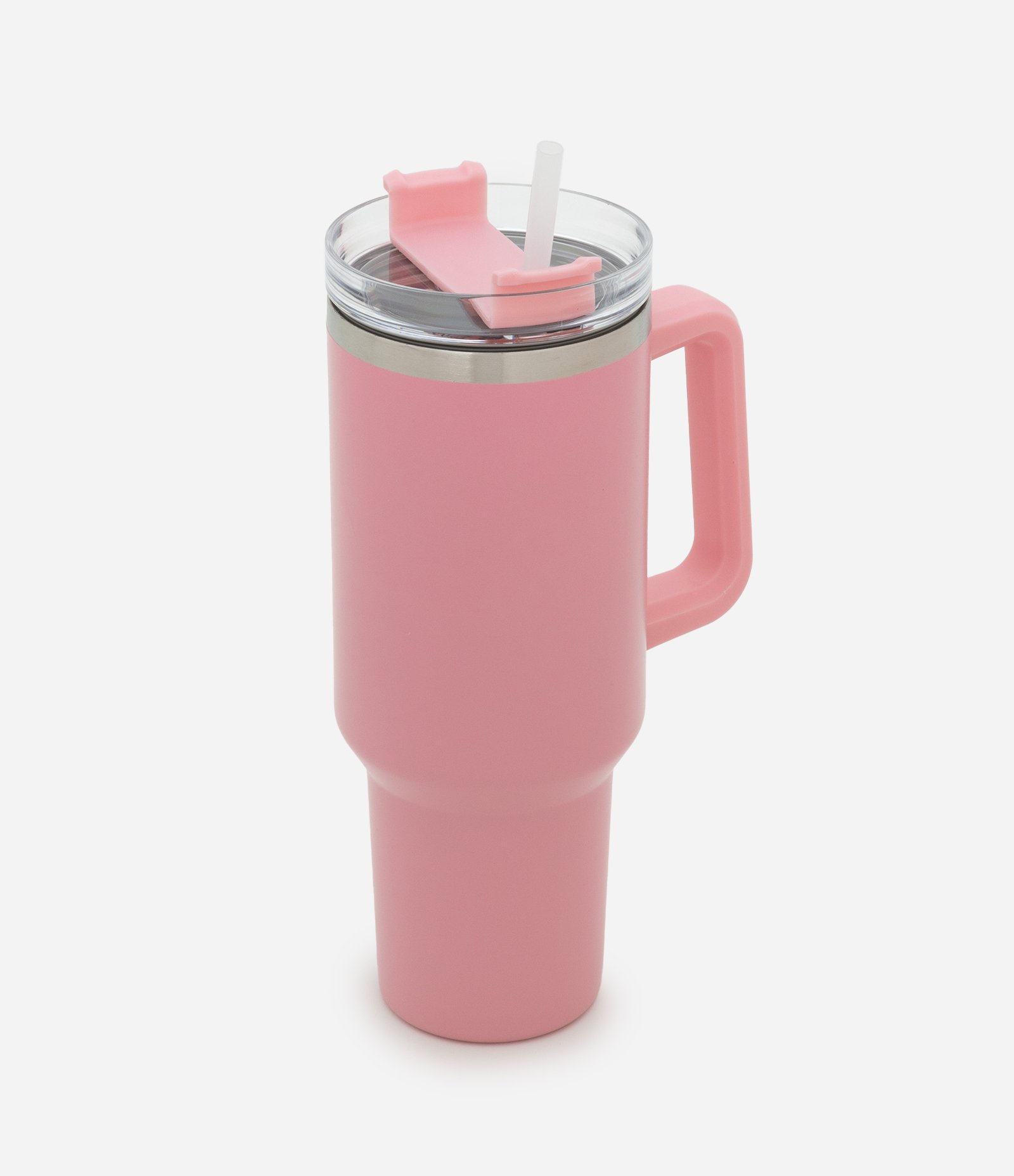 Copo Térmico com Alça e Canudo Reutilizável 1,2L Rosa 1