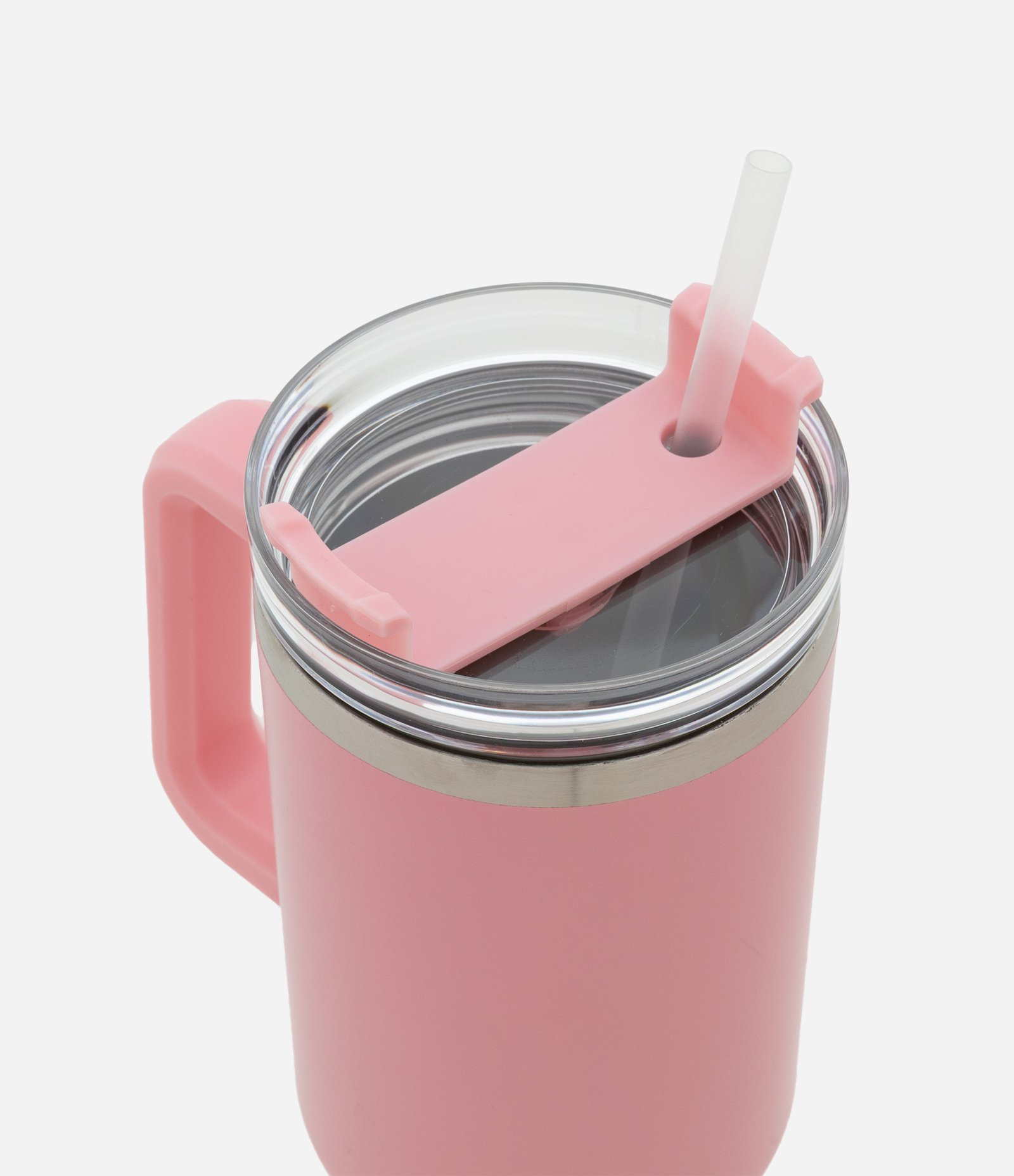 Copo Térmico com Alça e Canudo Reutilizável 1,2L Rosa 2