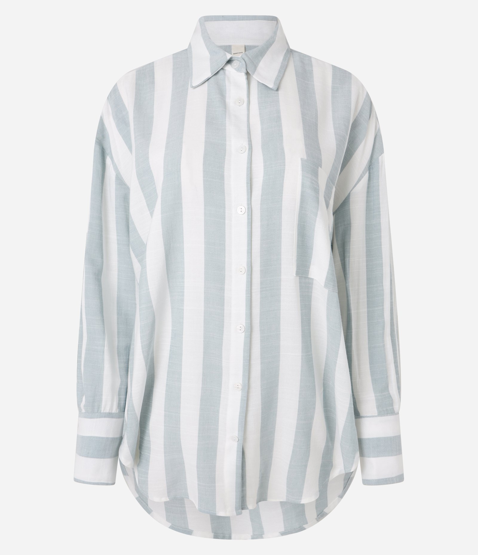 Camisa Oversized em Tricoline com Listras Largas Verde/Branco 6