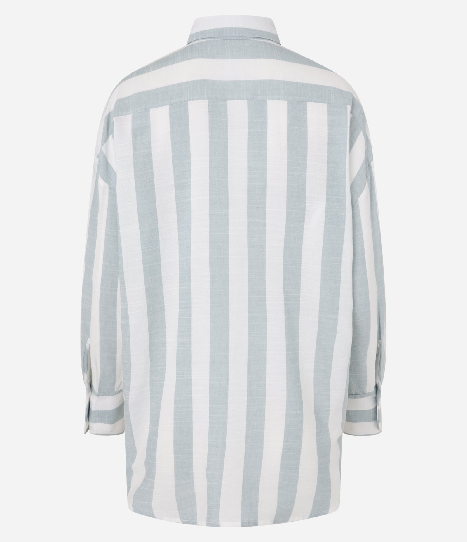 Camisa Oversized em Tricoline com Listras Largas Verde/Branco 7