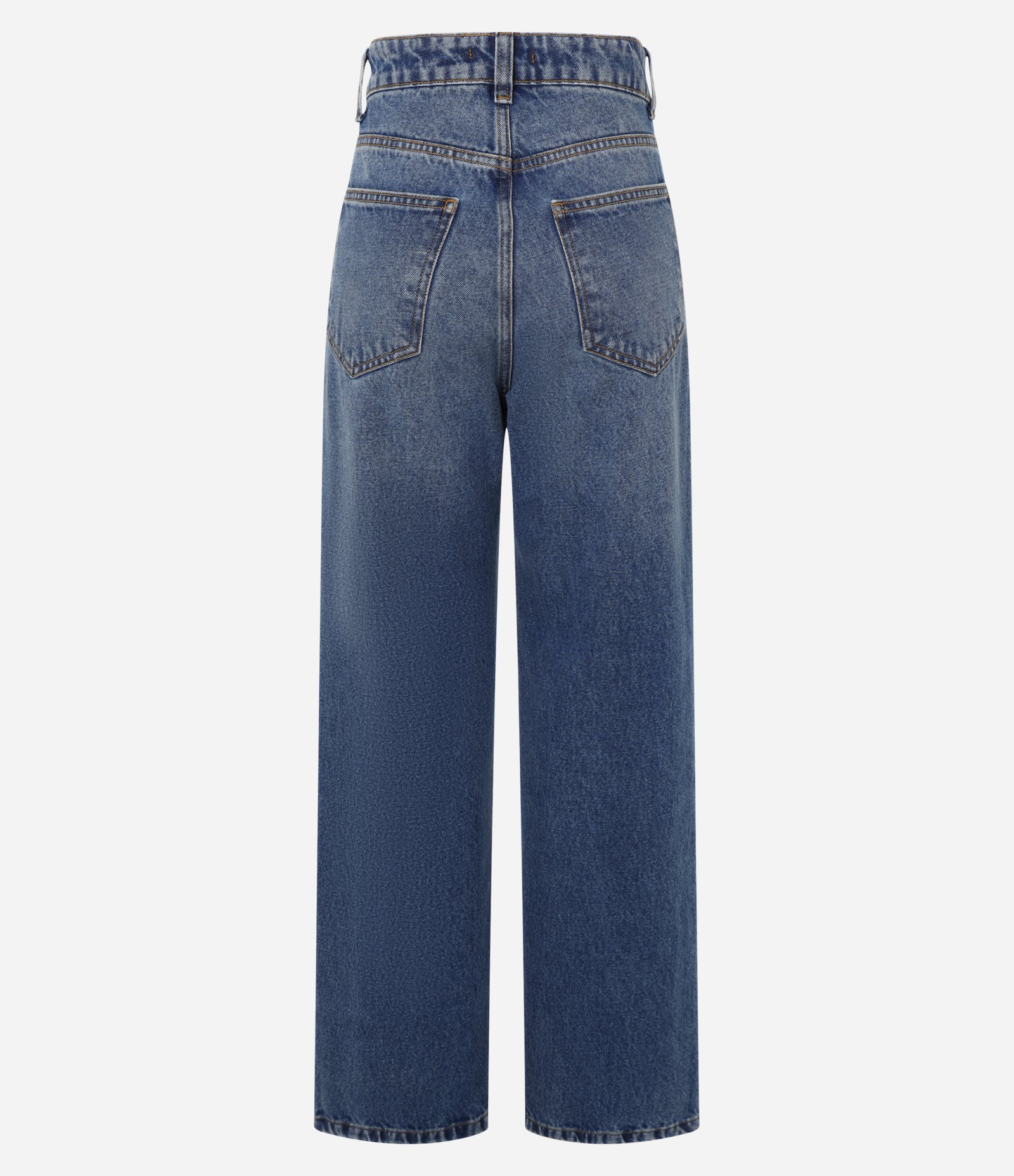 Calça Reta Comfort em Jeans com Friso Frontal Azul 6