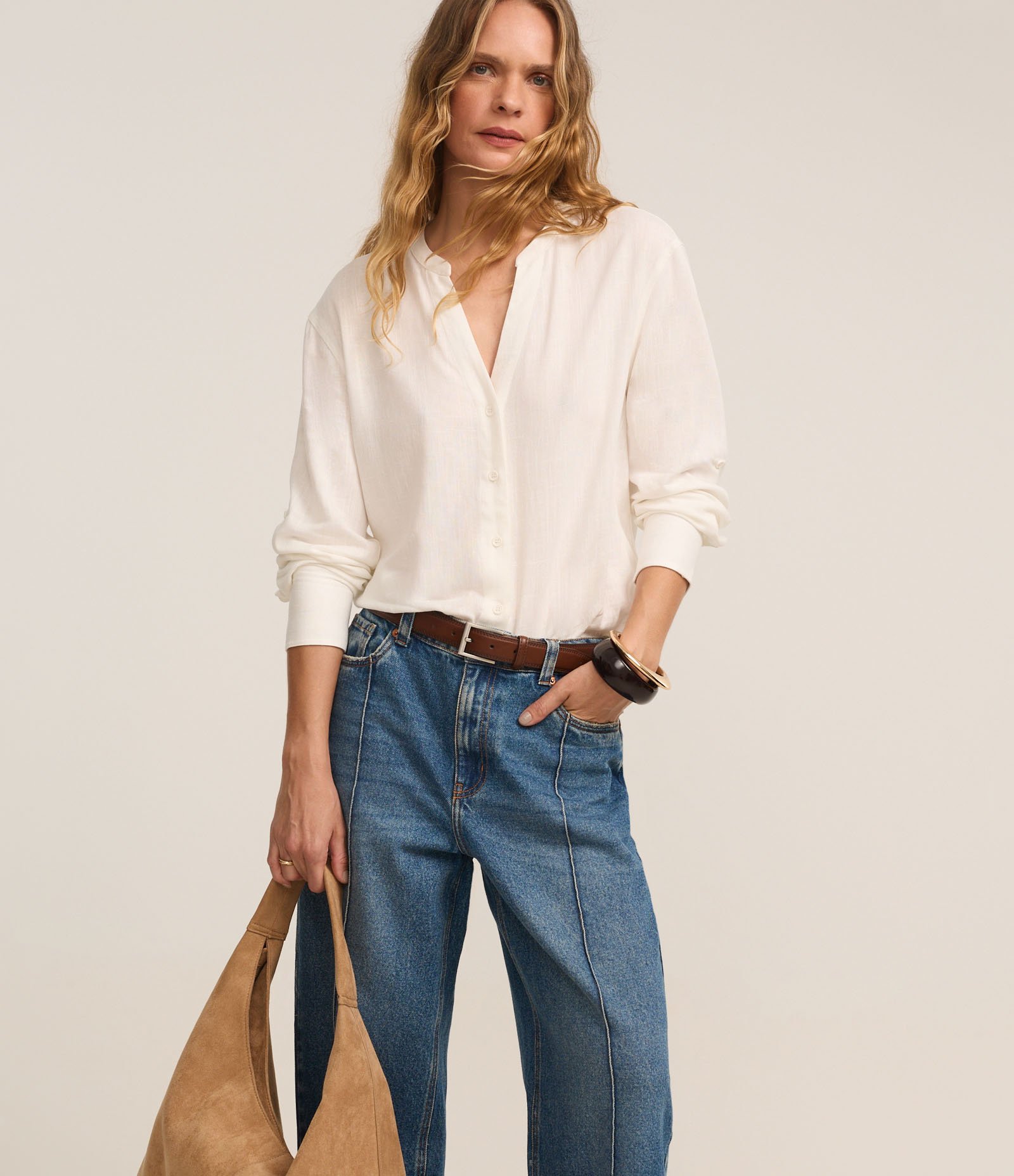 Calça Reta Comfort em Jeans com Friso Frontal Azul 2