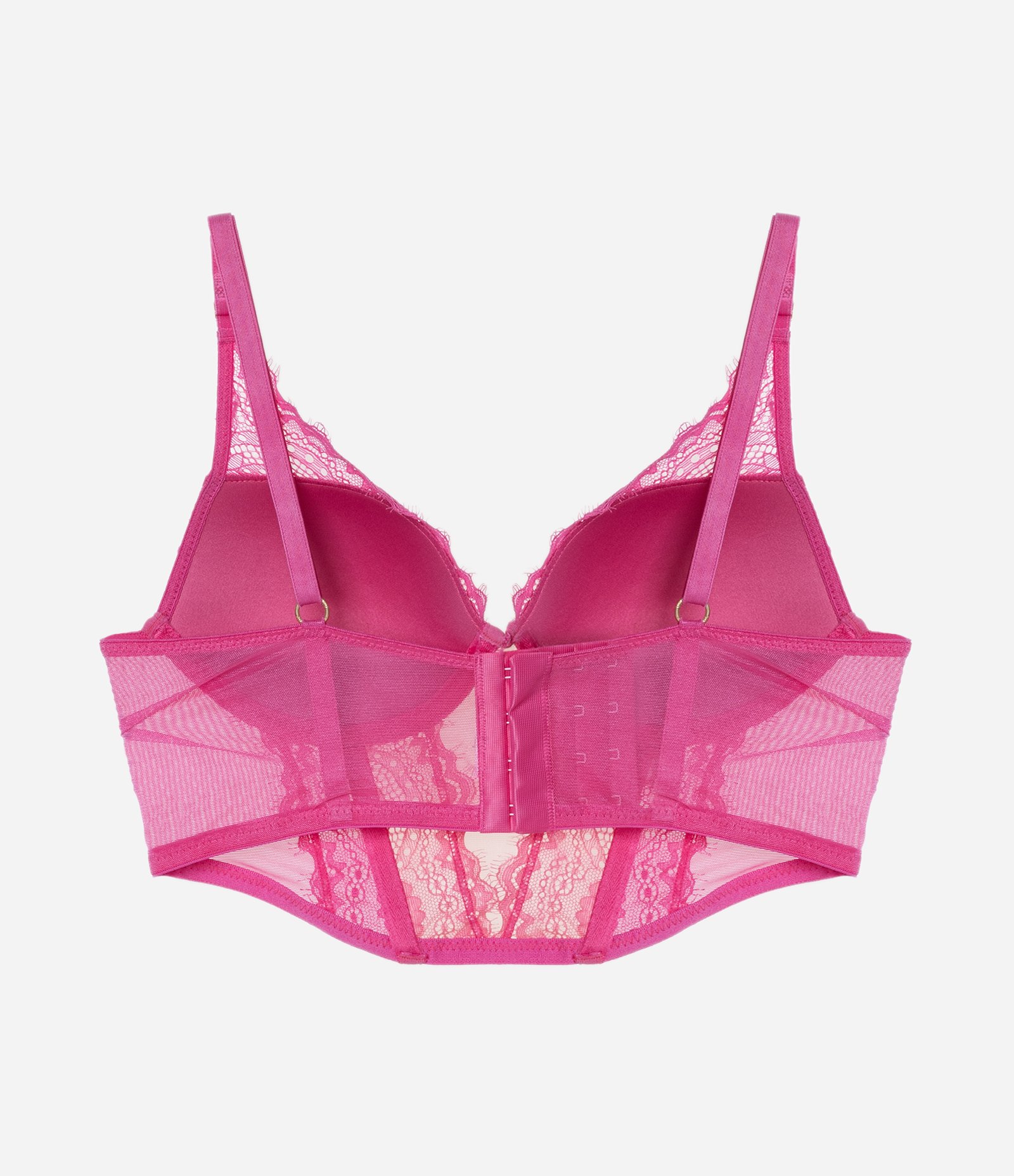 Sutiã Alongado Corsetado em Renda Floral com Bojo Oco Rosa 5