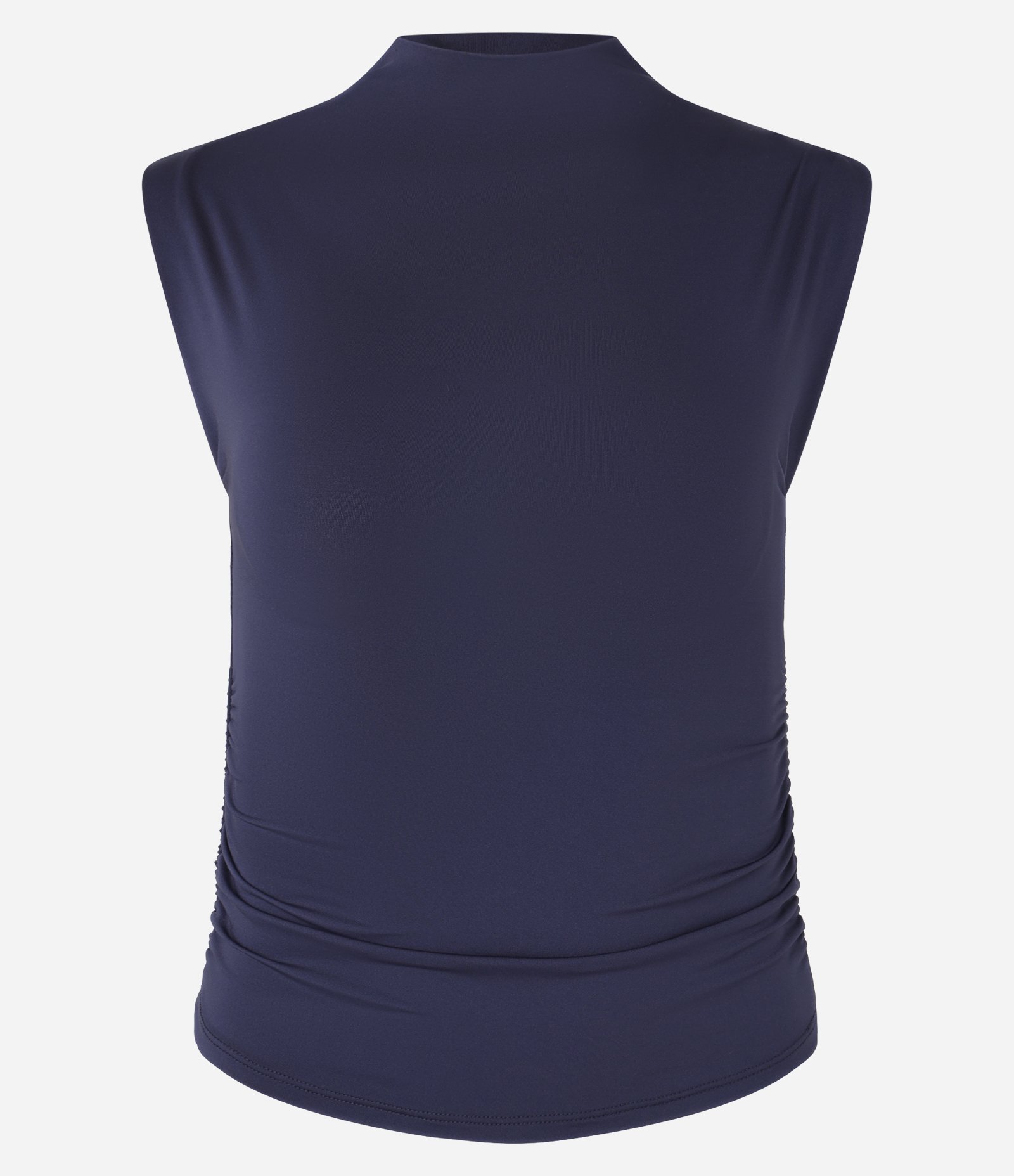 Blusa em Microfibra sem Manga com Golinha Alta Azul Marinho 5