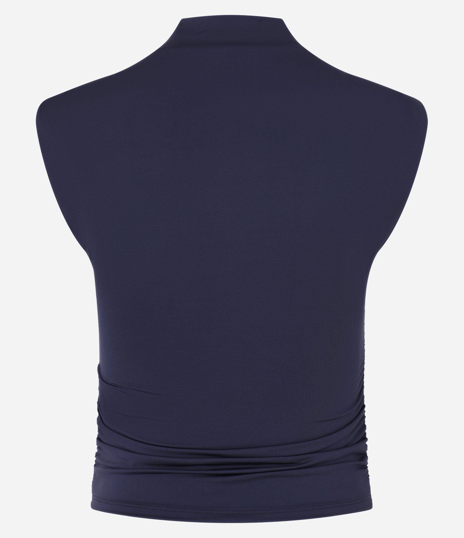 Blusa em Microfibra sem Manga com Golinha Alta Azul Marinho 6